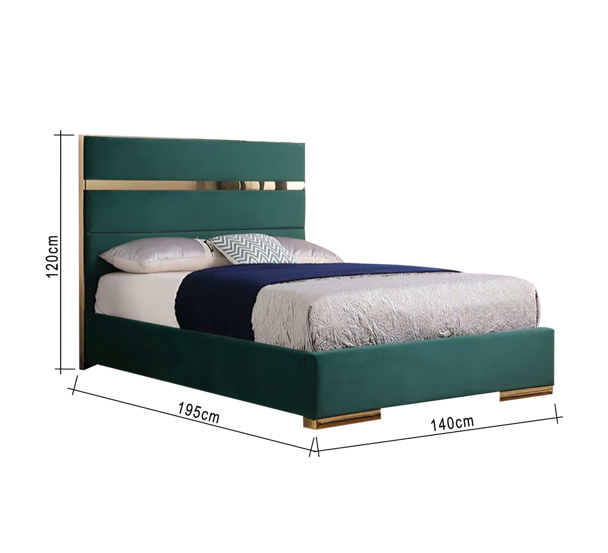 Green bed with gold steel stripe - Vitrine Furniture - Furniture