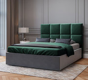 Green bed with horizontal and vertical sunken lines - Vitrine Furniture - Furniture