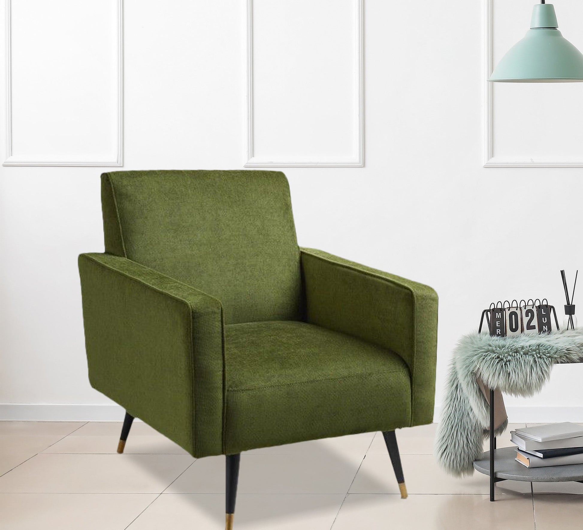 Green cashmere foot - chair with thin armrests - Vitrine Furniture - Chairs & Chaise lounge