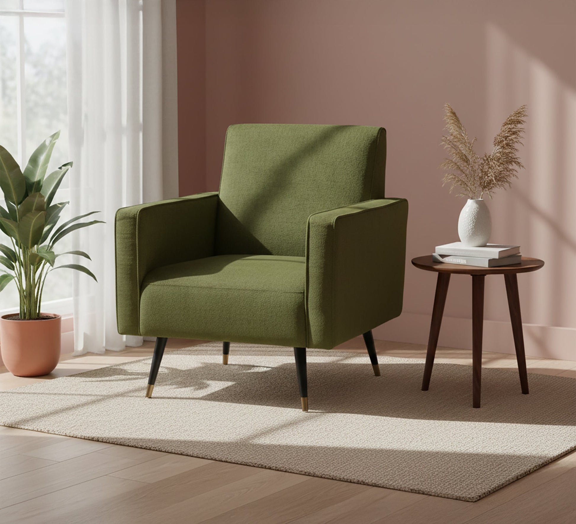 Green cashmere foot - chair with thin armrests - Vitrine Furniture - Chairs & Chaise lounge