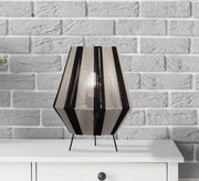 Grey and black woven table lamp - Vitrine Furniture - Lighting