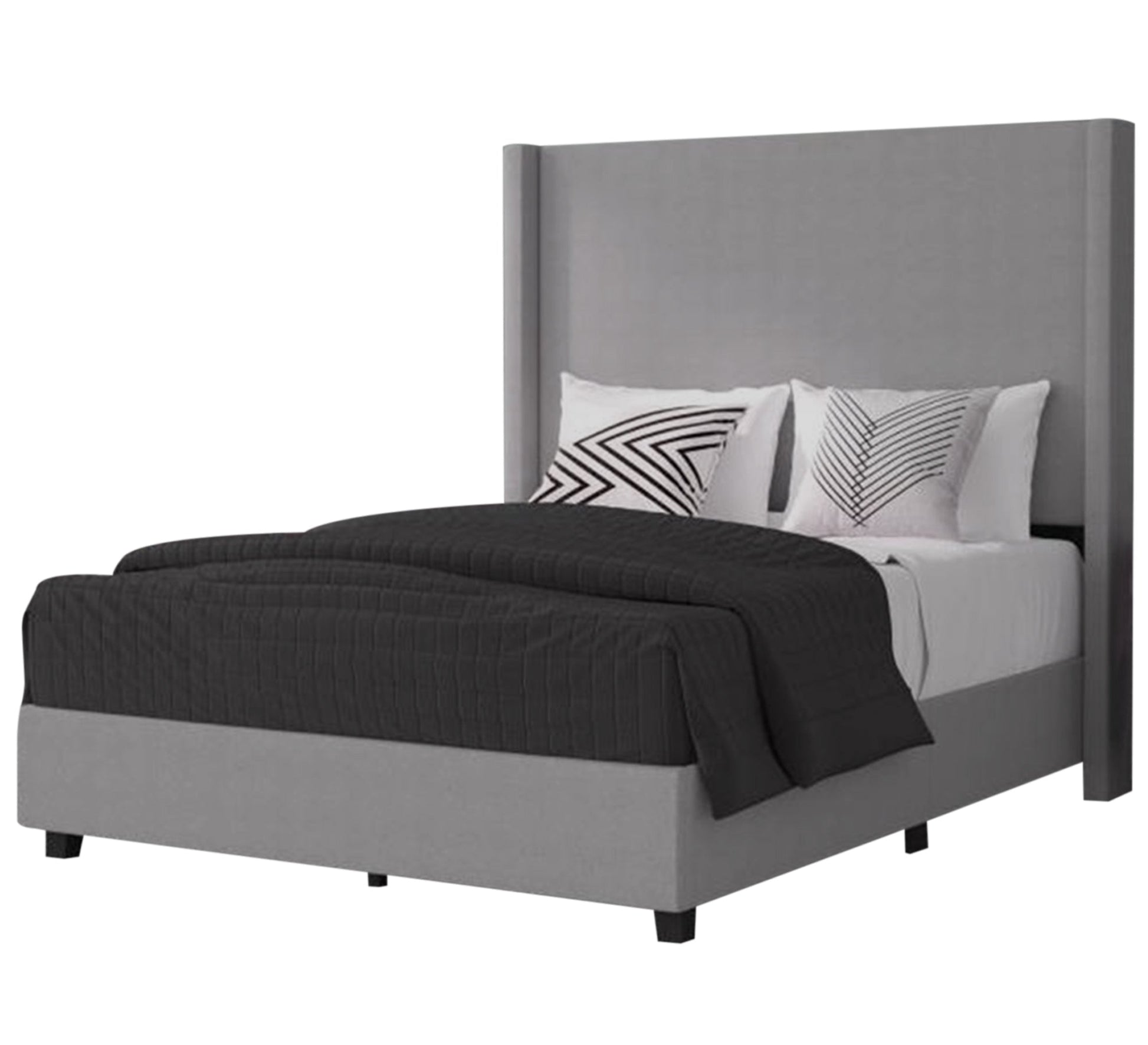 Grey bed with plain velvet back - Vitrine Furniture - Furniture