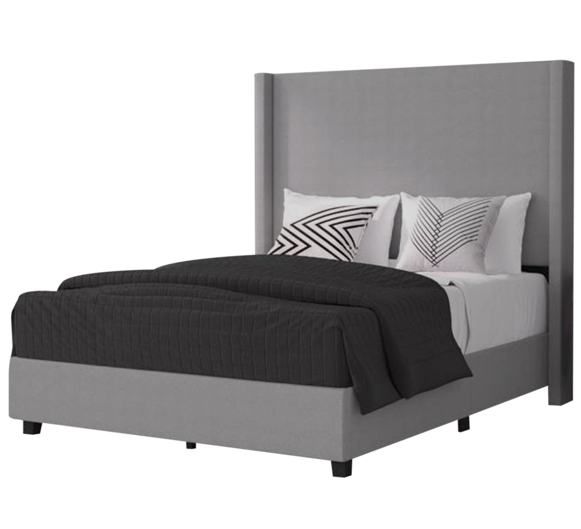 Grey bed with plain velvet back - Vitrine Furniture - Furniture