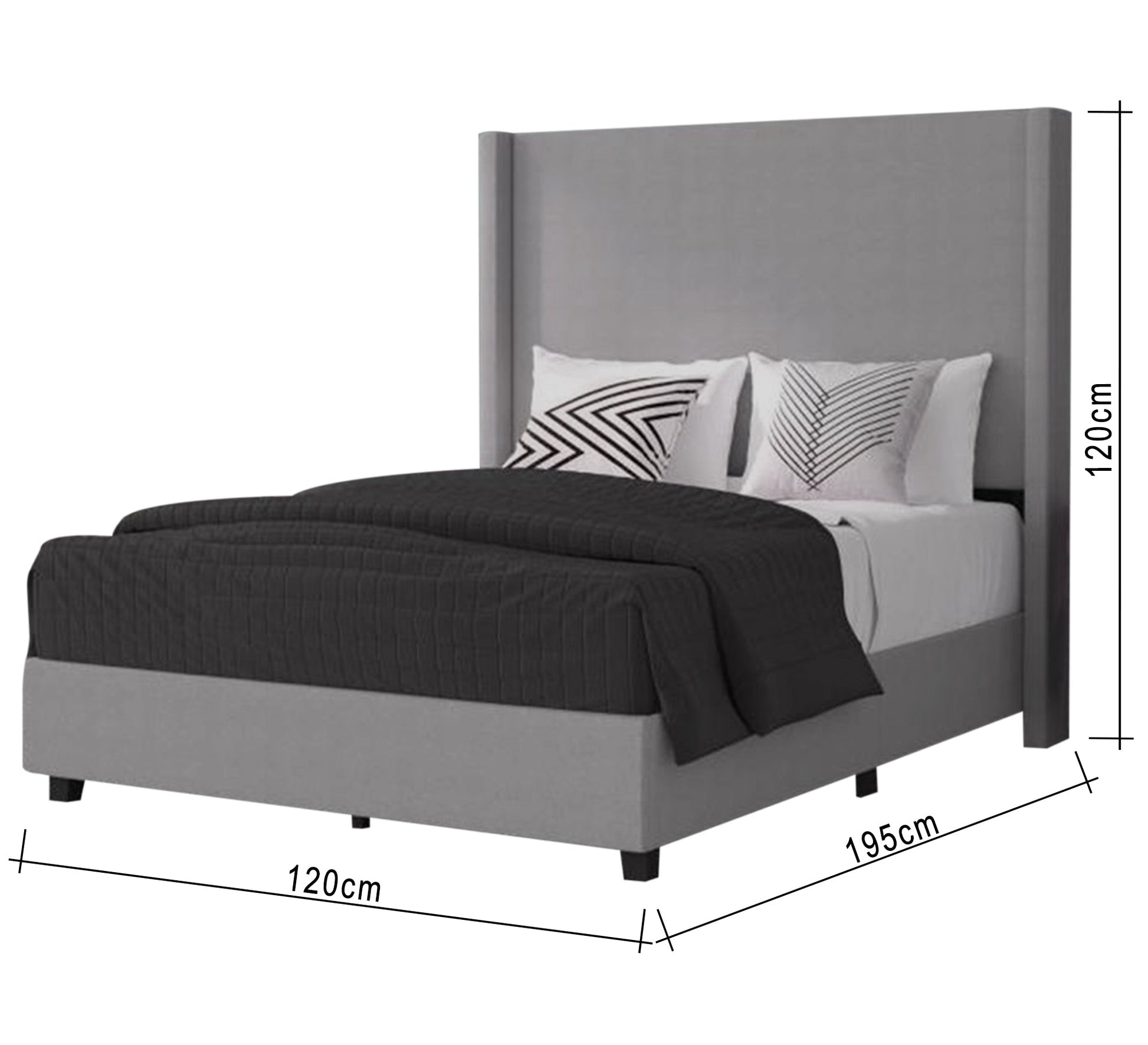 Grey bed with plain velvet back - Vitrine Furniture - Furniture