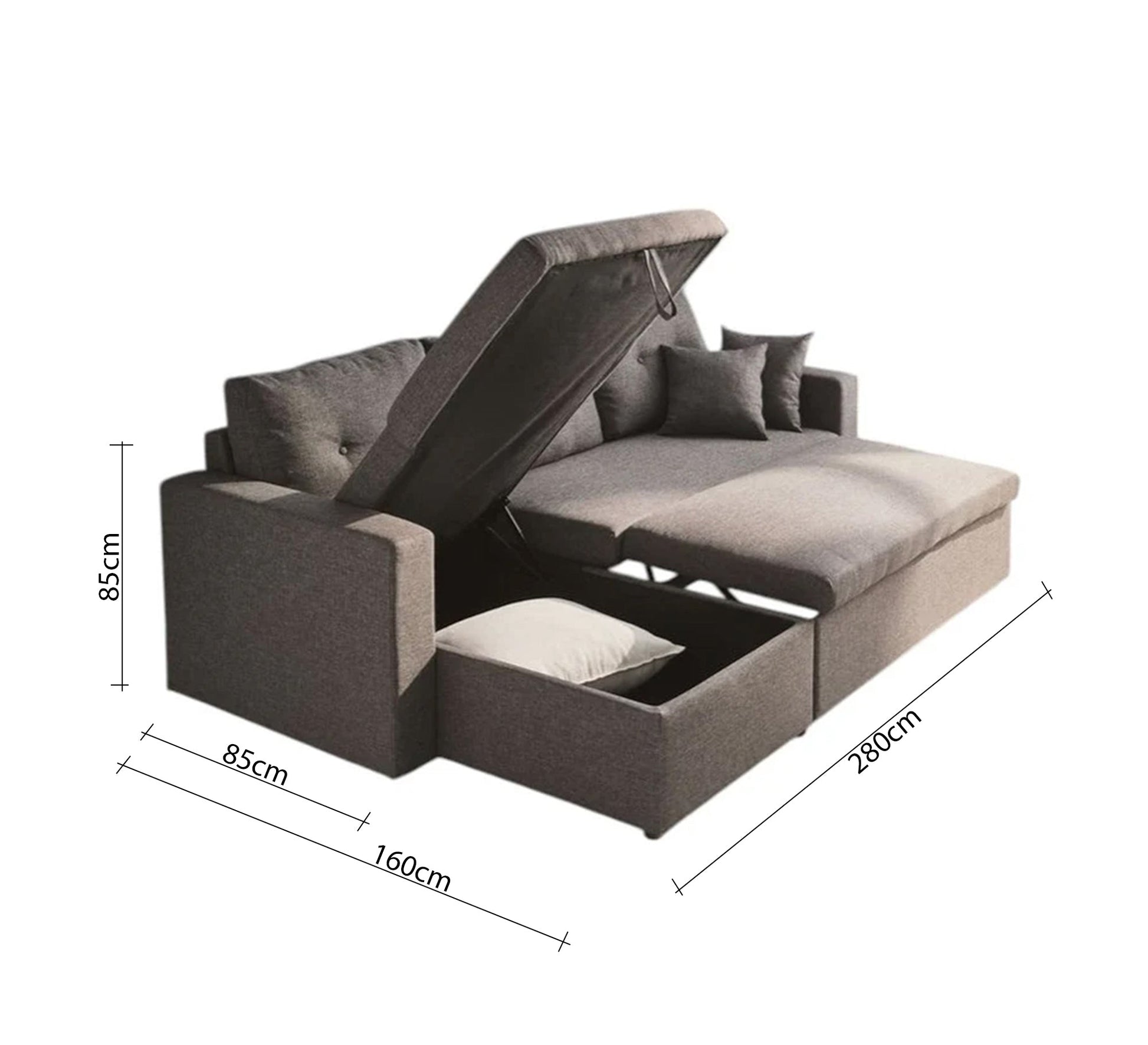 Grey corner bed storage practical design - Vitrine Furniture - Furniture