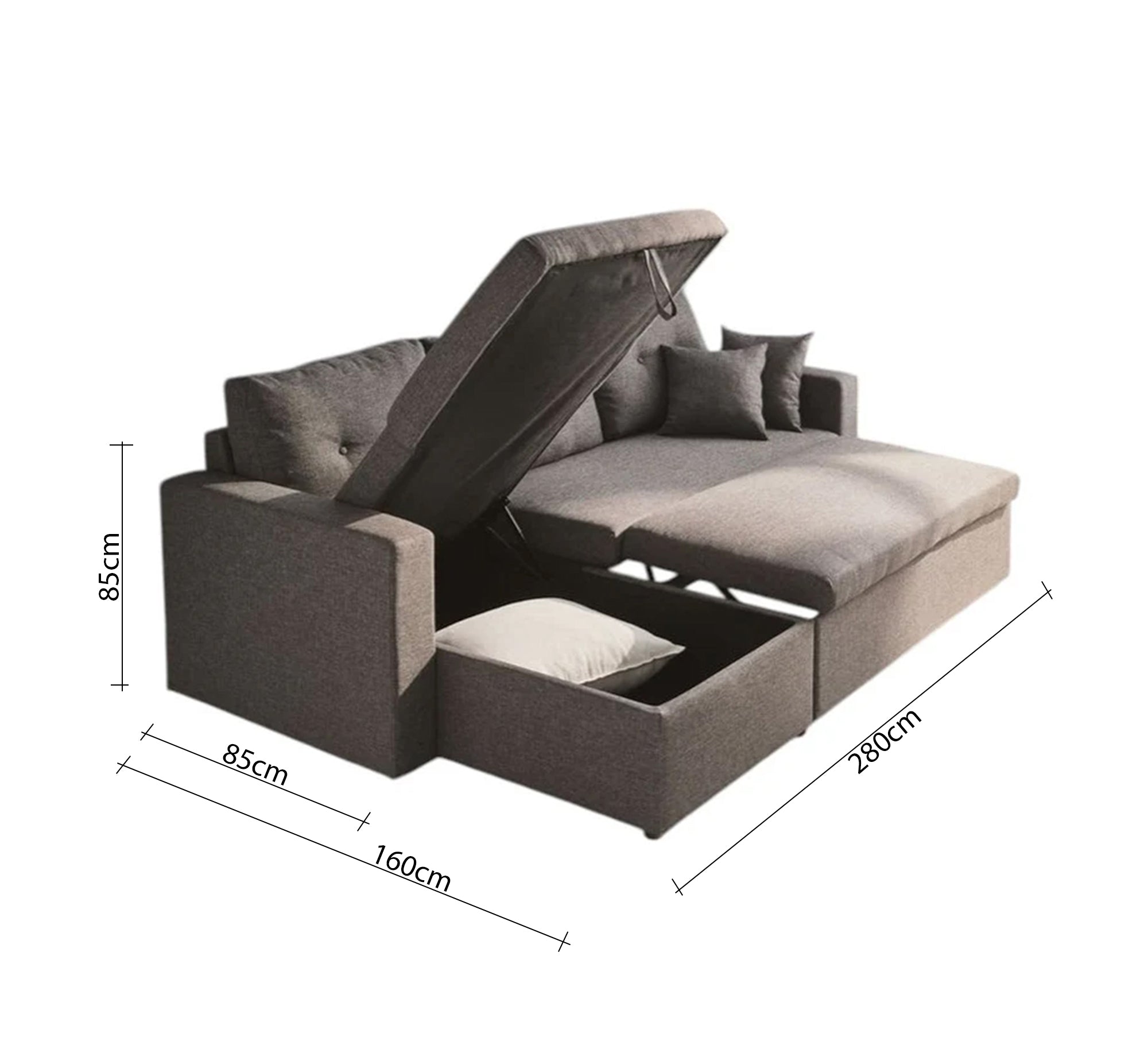 Grey corner bed storage practical design - Vitrine Furniture - Furniture
