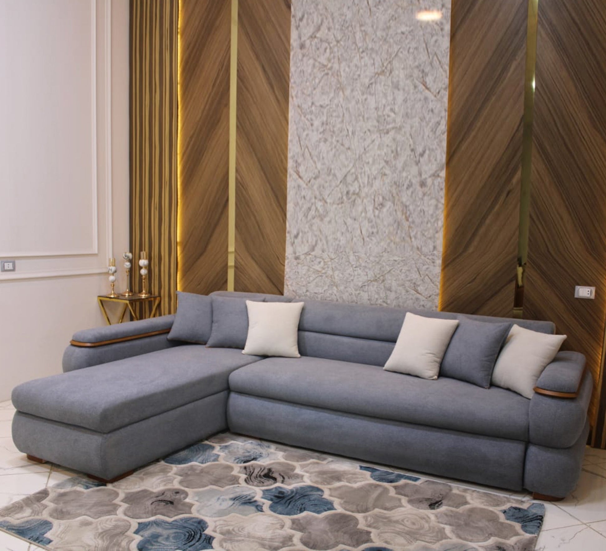 Grey corner with pillows - Vitrine Furniture - Furniture