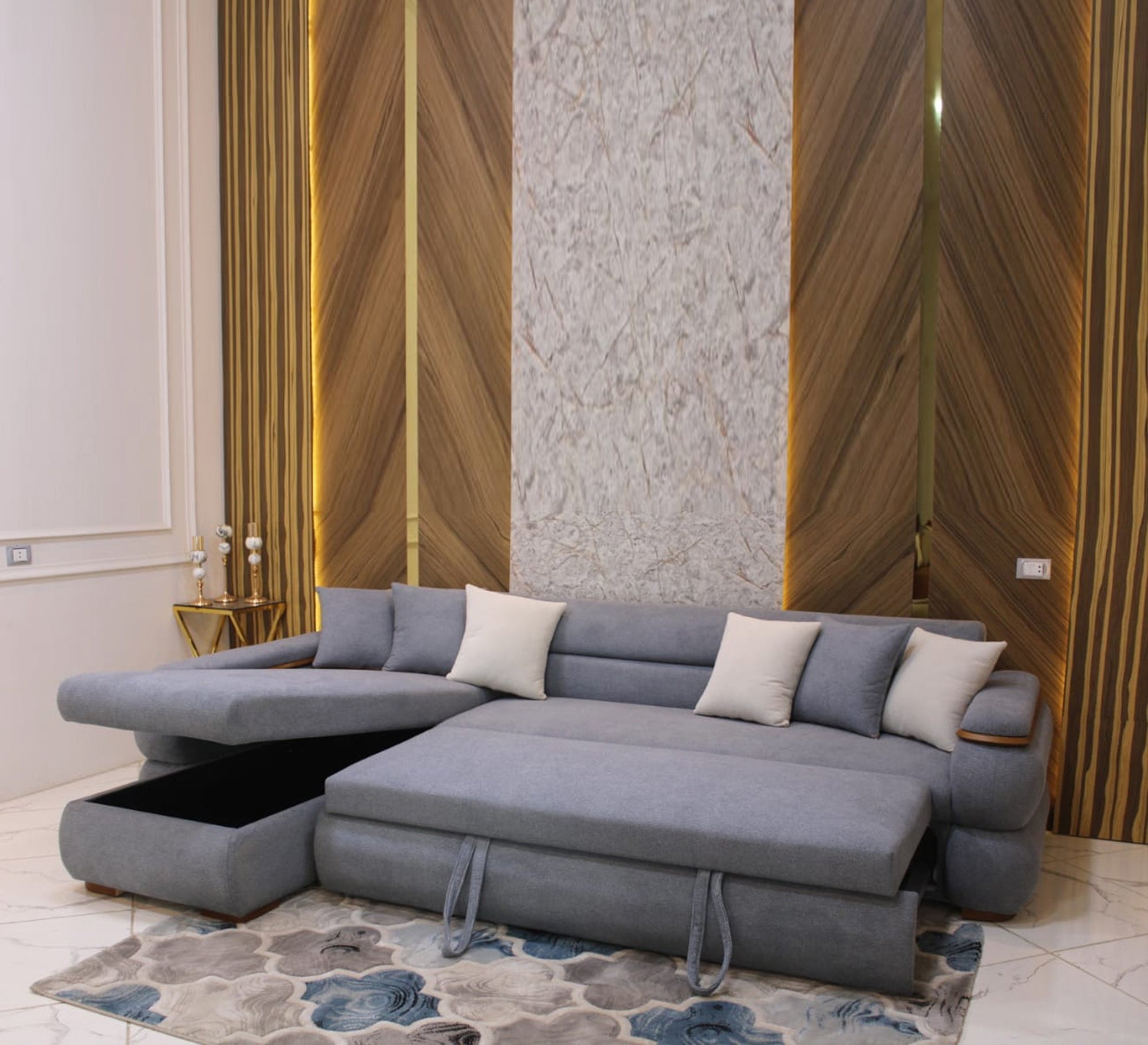 Grey corner with pillows - Vitrine Furniture - Furniture