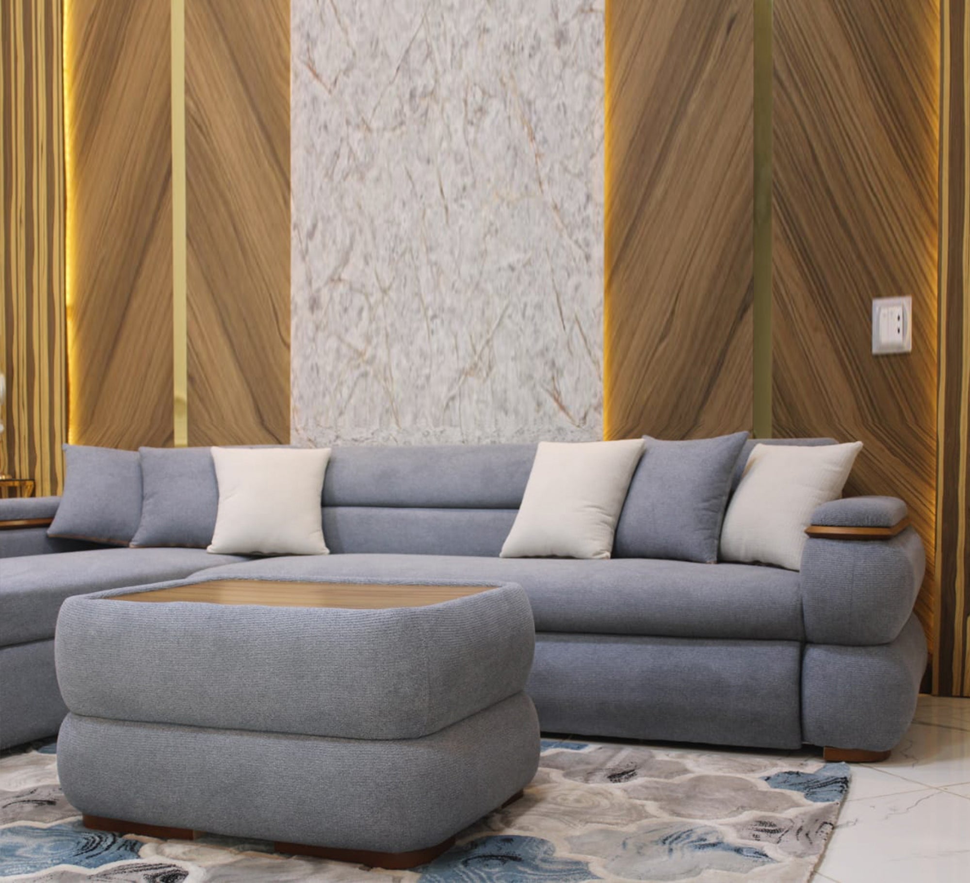 Grey corner with pillows - Vitrine Furniture - Furniture