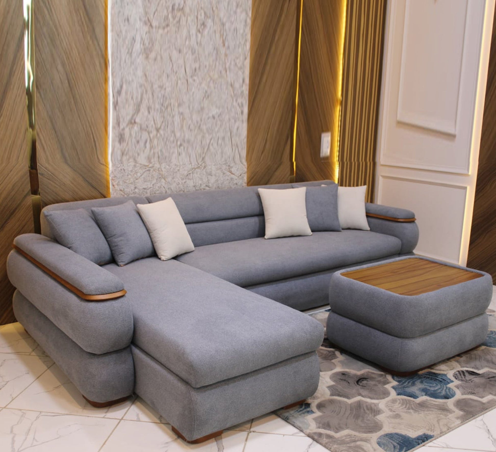 Grey corner with pillows - Vitrine Furniture - Furniture