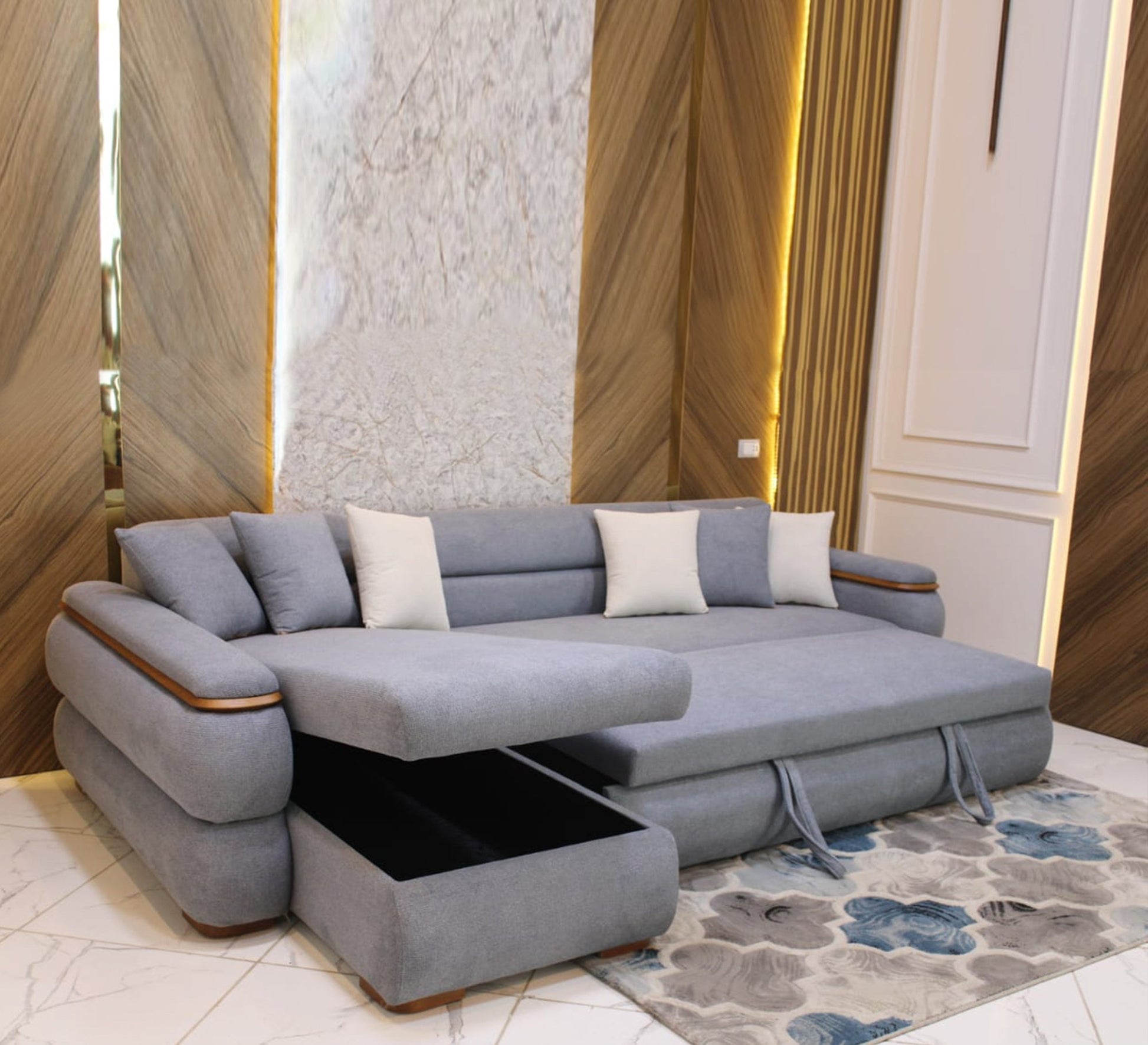 Grey corner with pillows - Vitrine Furniture - Furniture