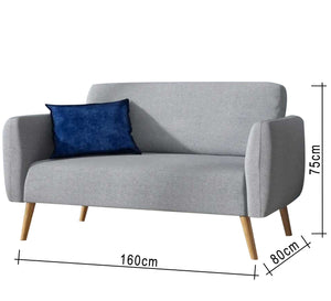 Grey double sofa with wooden legs - Vitrine Furniture - Sofas