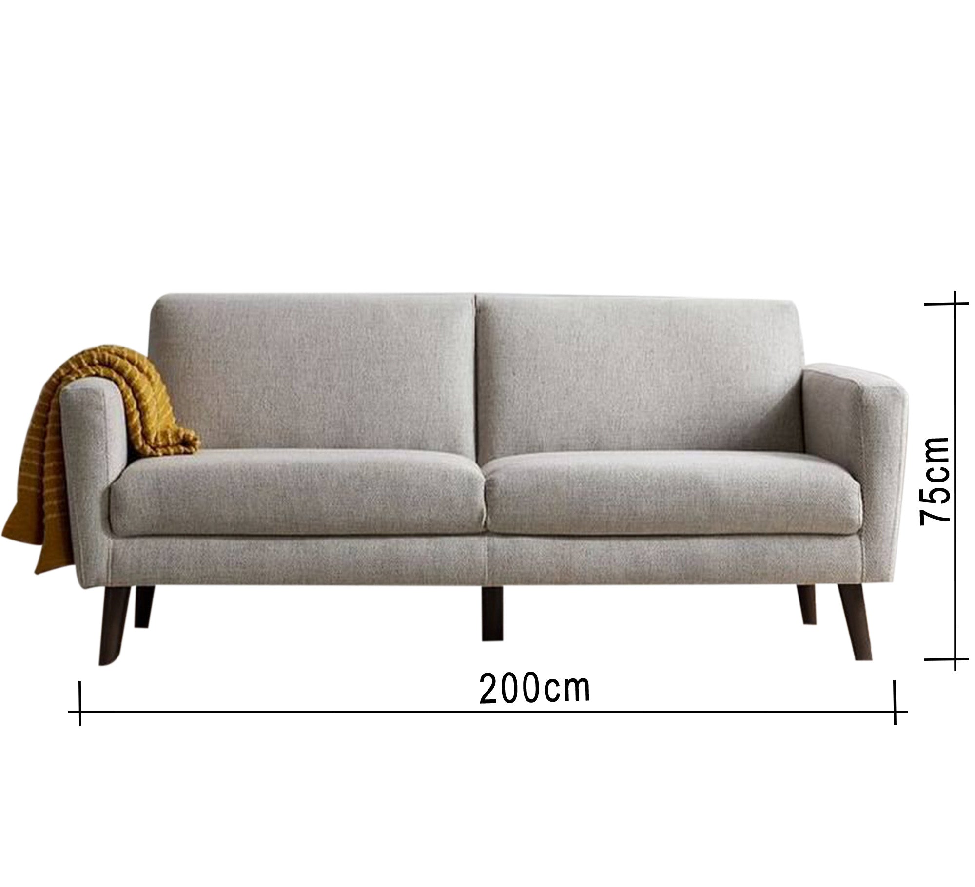 Grey double sofa with wooden legs - Vitrine Furniture - Sofas