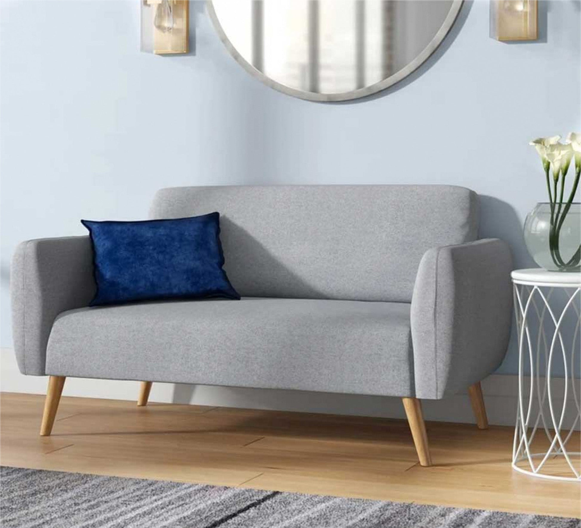 Grey double sofa with wooden legs - Vitrine Furniture - Sofas