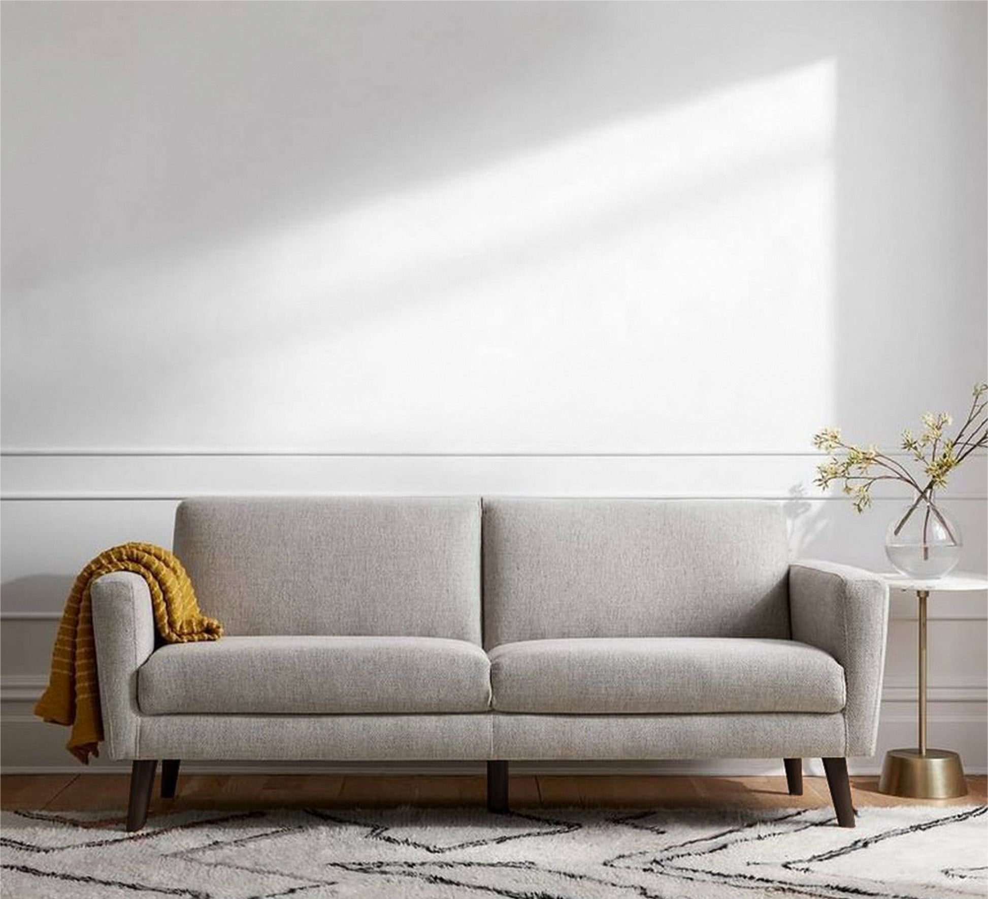 Grey double sofa with wooden legs - Vitrine Furniture - Sofas