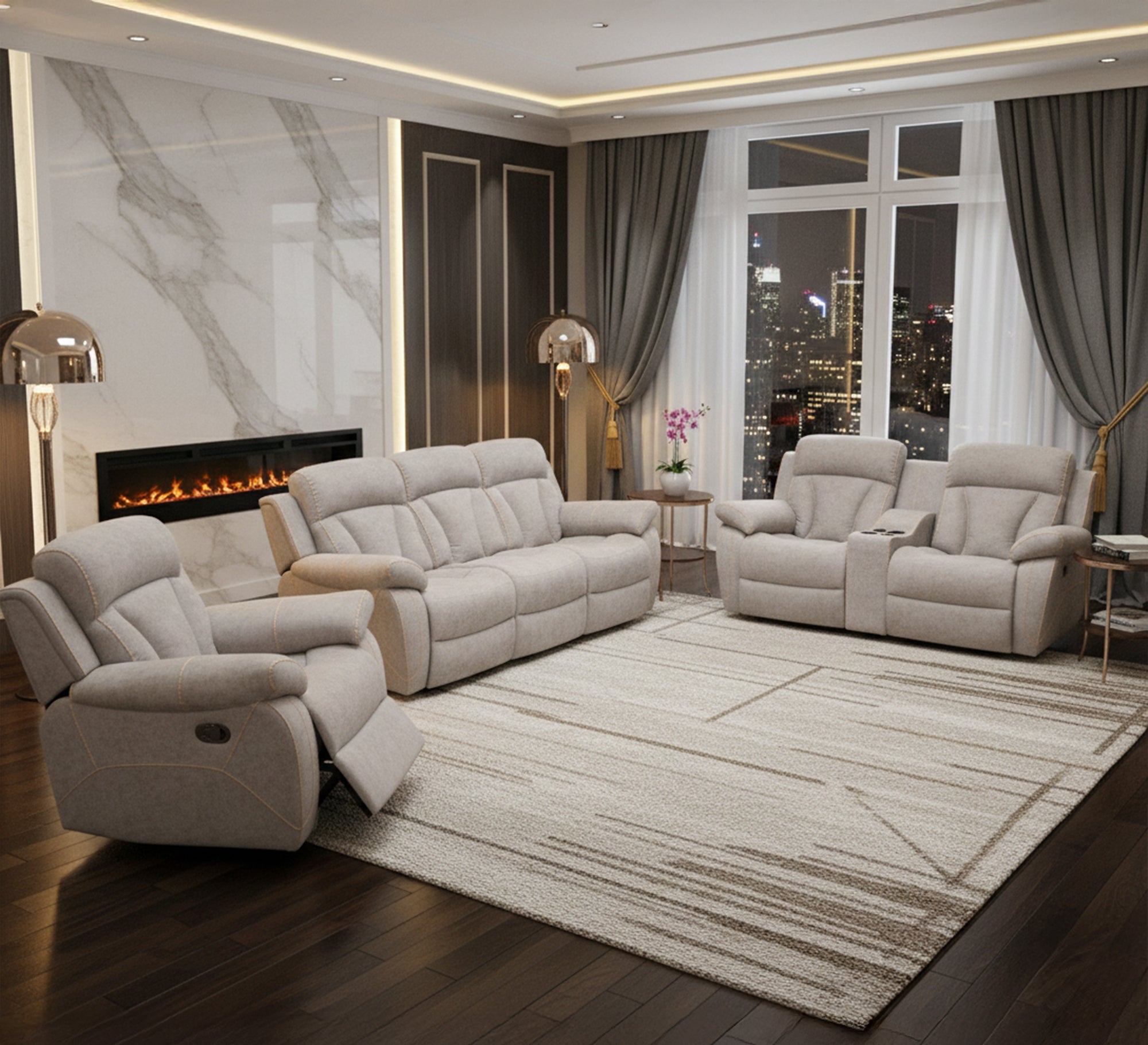 Grey Lazy boy living room - Vitrine Furniture - Lazyboy Set