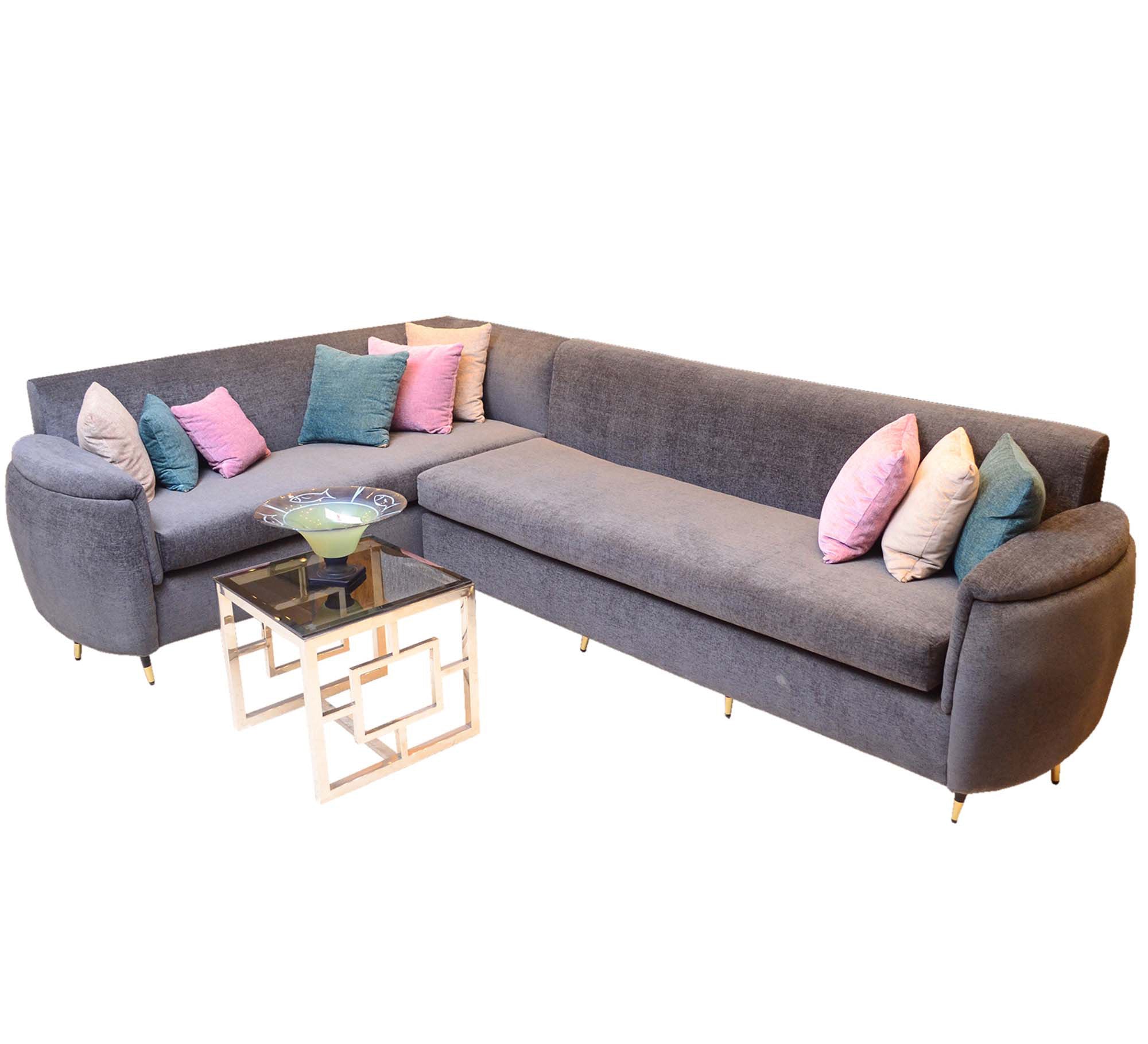 Grey living room corner - Vitrine Furniture - L - shape sofa set