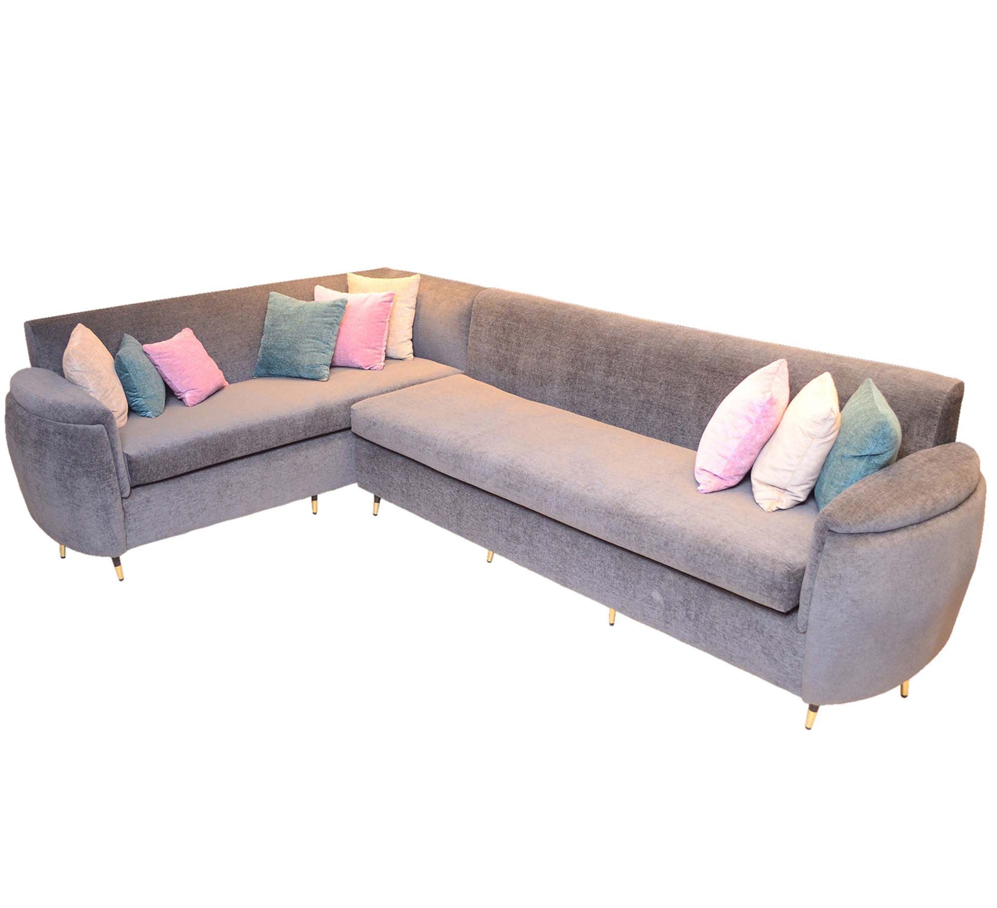 Grey living room corner - Vitrine Furniture - L - shape sofa set