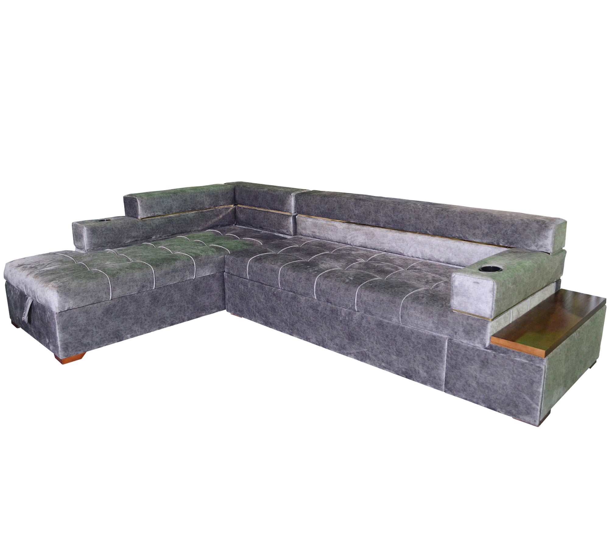 grey living room corner with a chaise longue and a bed - Vitrine Furniture - Sofa bed