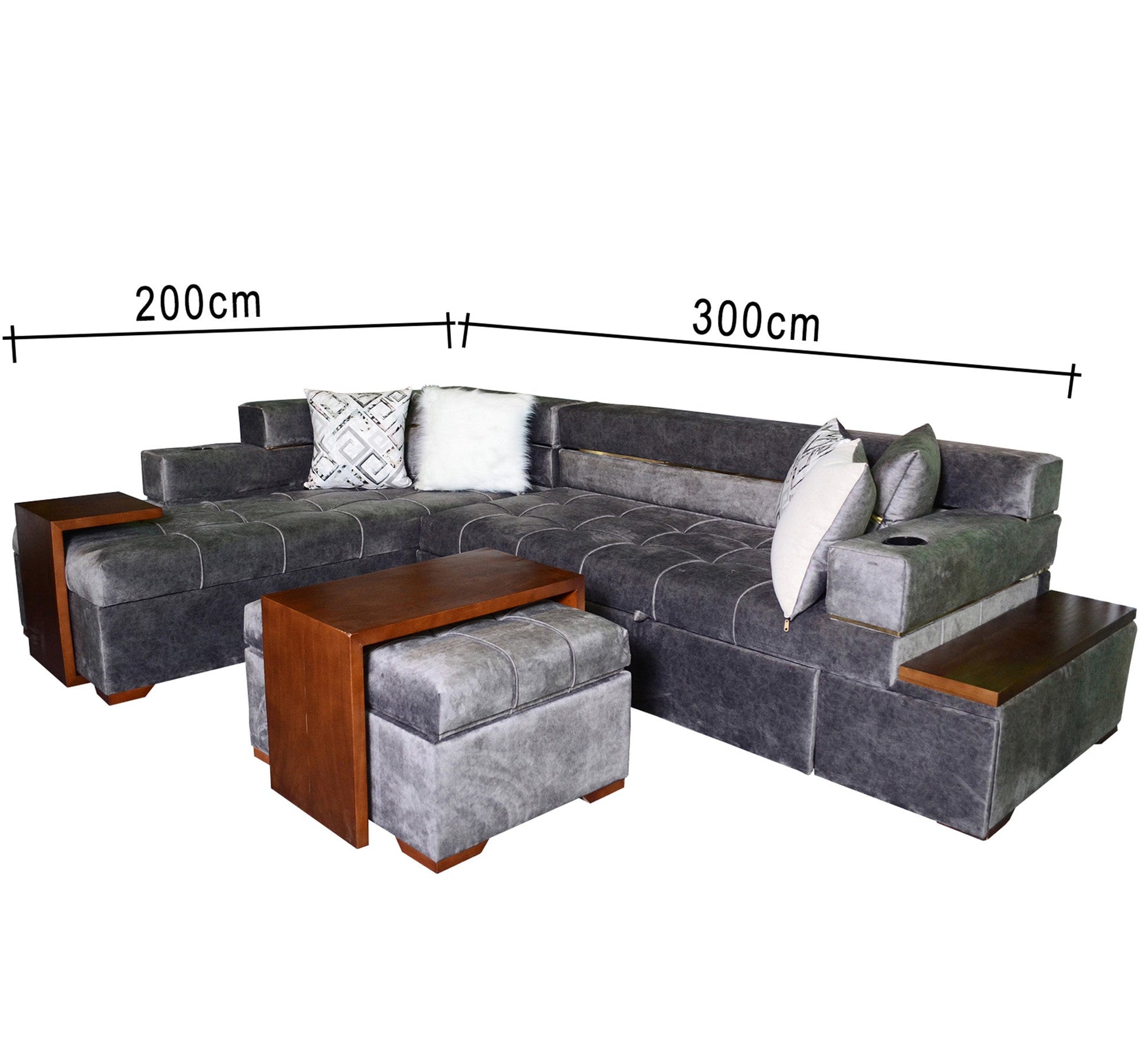 grey living room corner with a chaise longue and a bed - Vitrine Furniture - Sofa bed