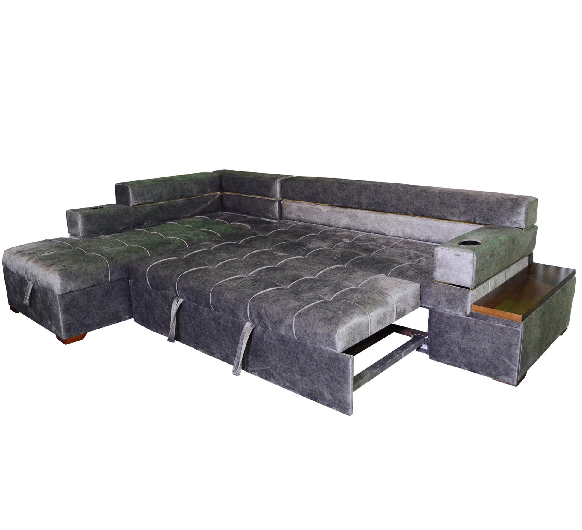 grey living room corner with a chaise longue and a bed - Vitrine Furniture - Sofa bed