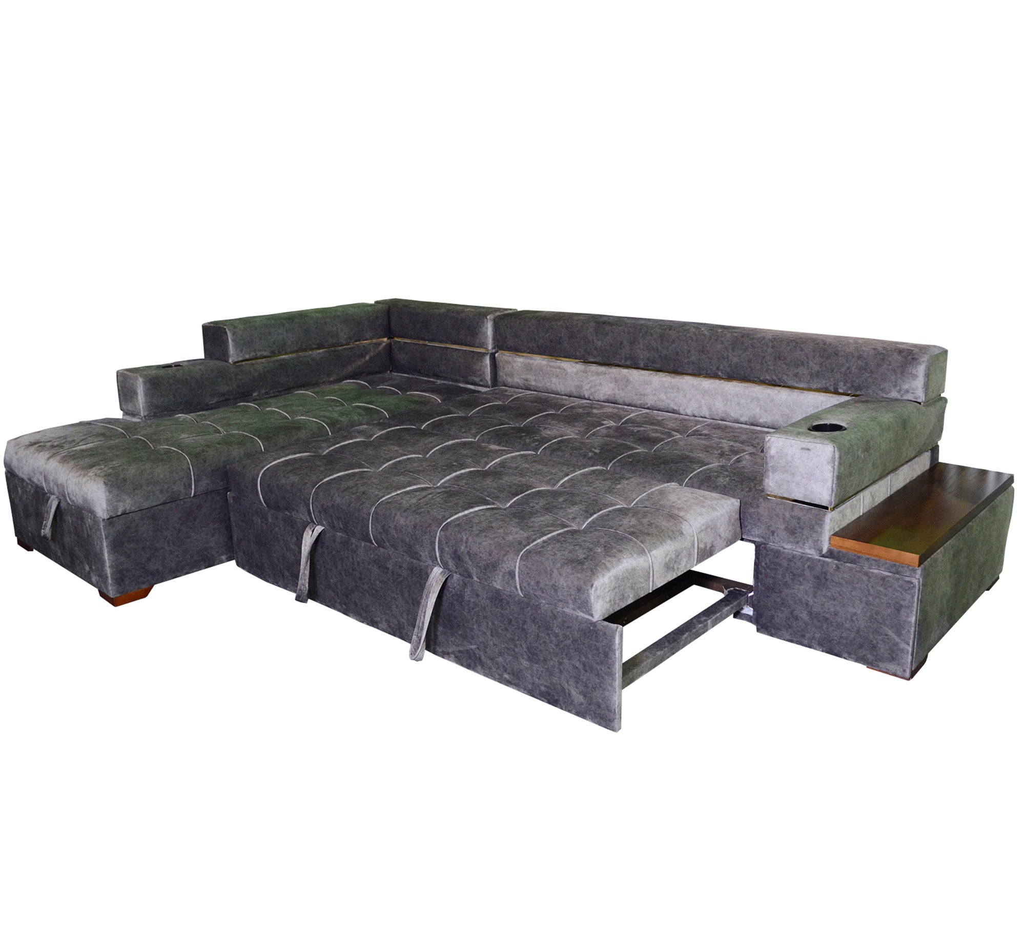 grey living room corner with a chaise longue and a bed - Vitrine Furniture - Sofa bed