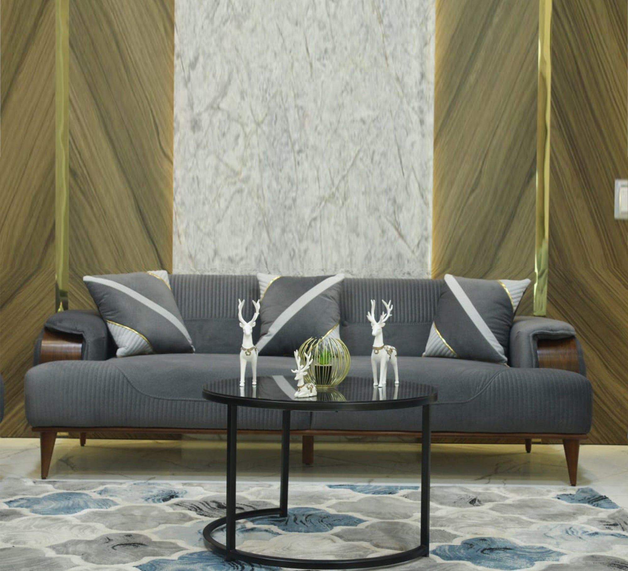 Grey living room with raised legs - Vitrine Furniture - Furniture