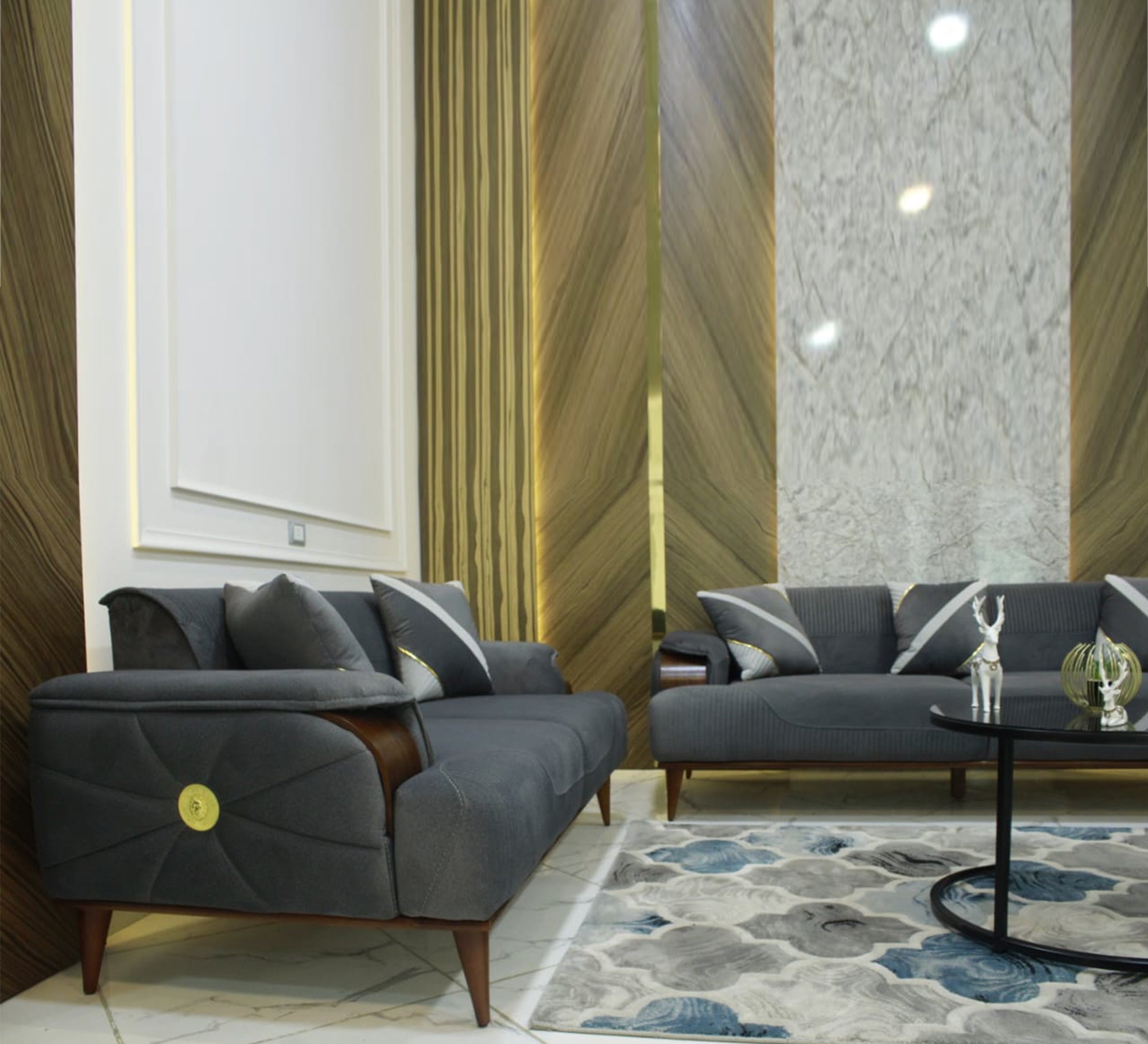 Grey living room with raised legs - Vitrine Furniture - Furniture