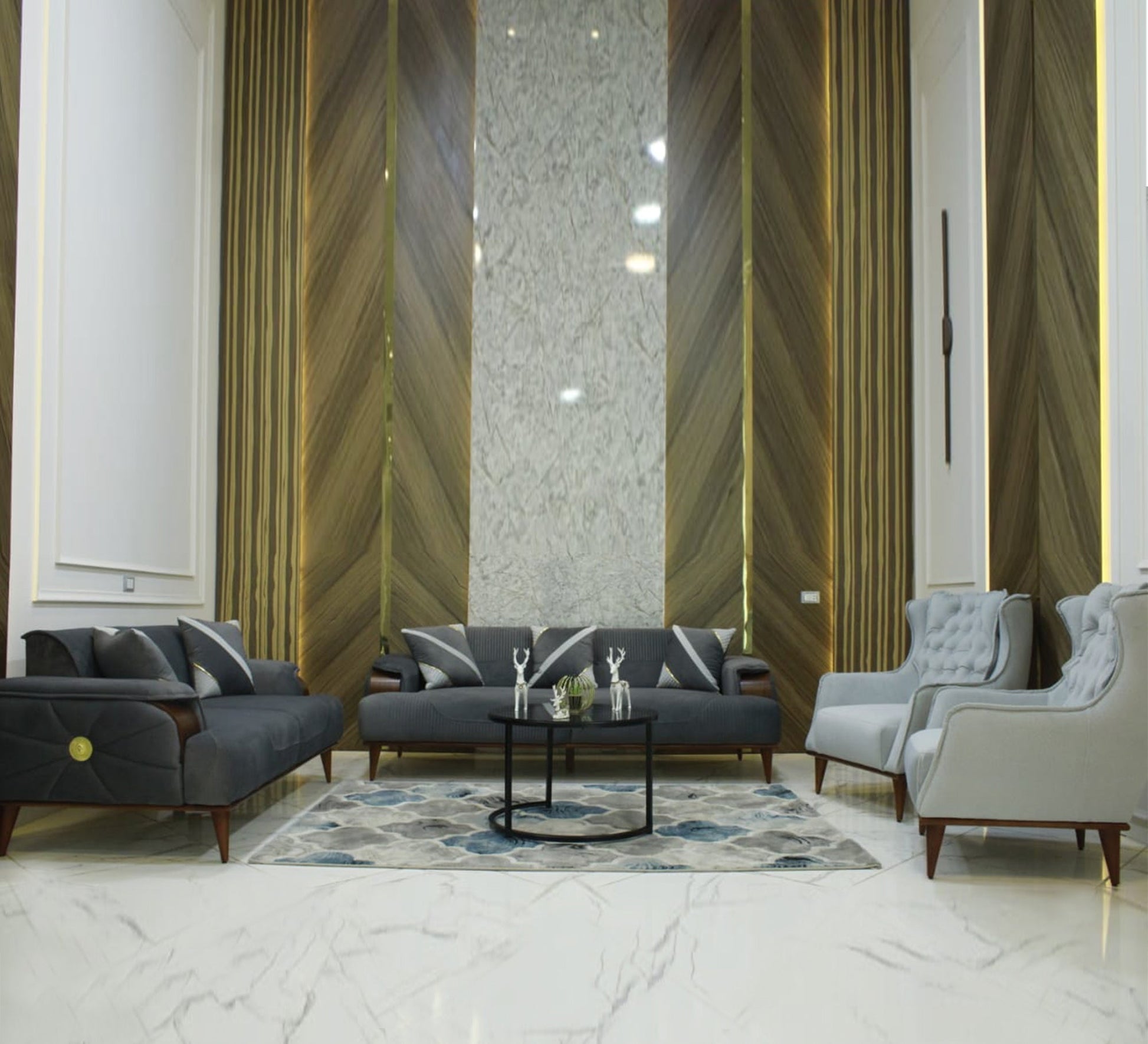 Grey living room with raised legs - Vitrine Furniture - Furniture