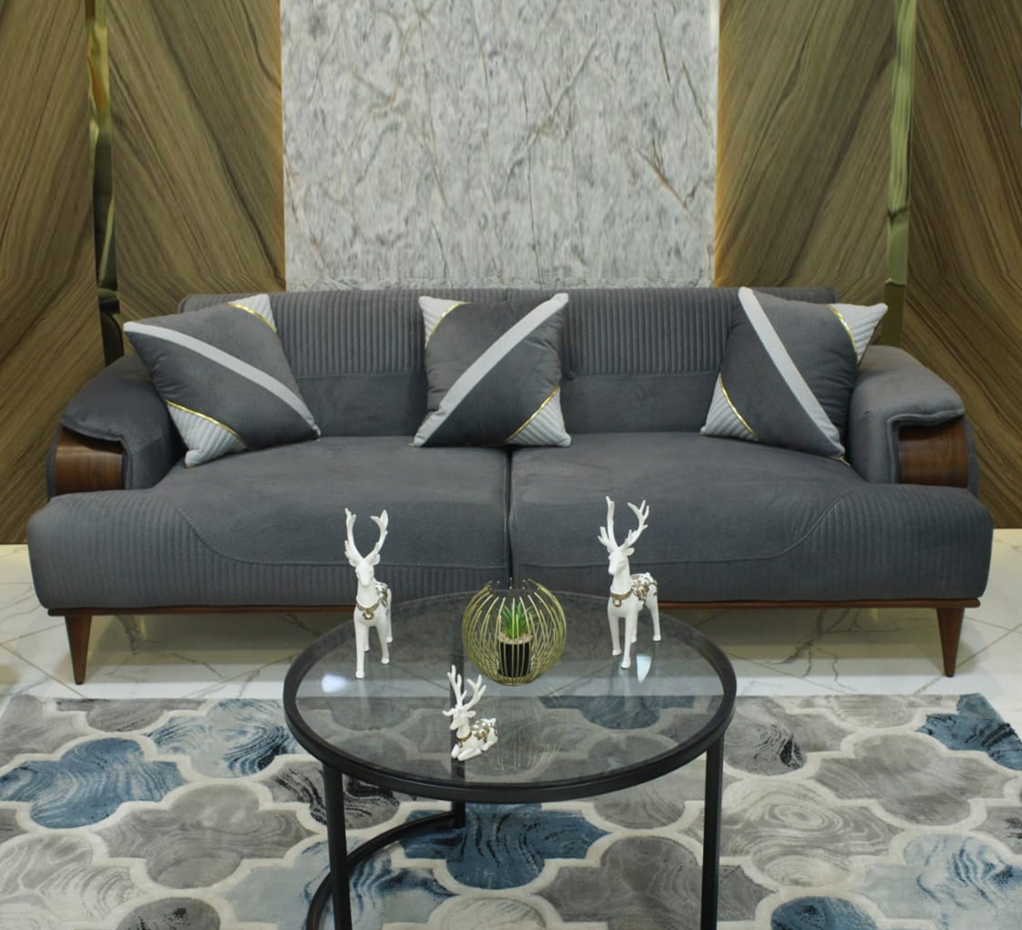 Grey living room with raised legs - Vitrine Furniture - Furniture