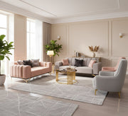 Grey * pink living room with steel legs - Vitrine Furniture - Salon Sets