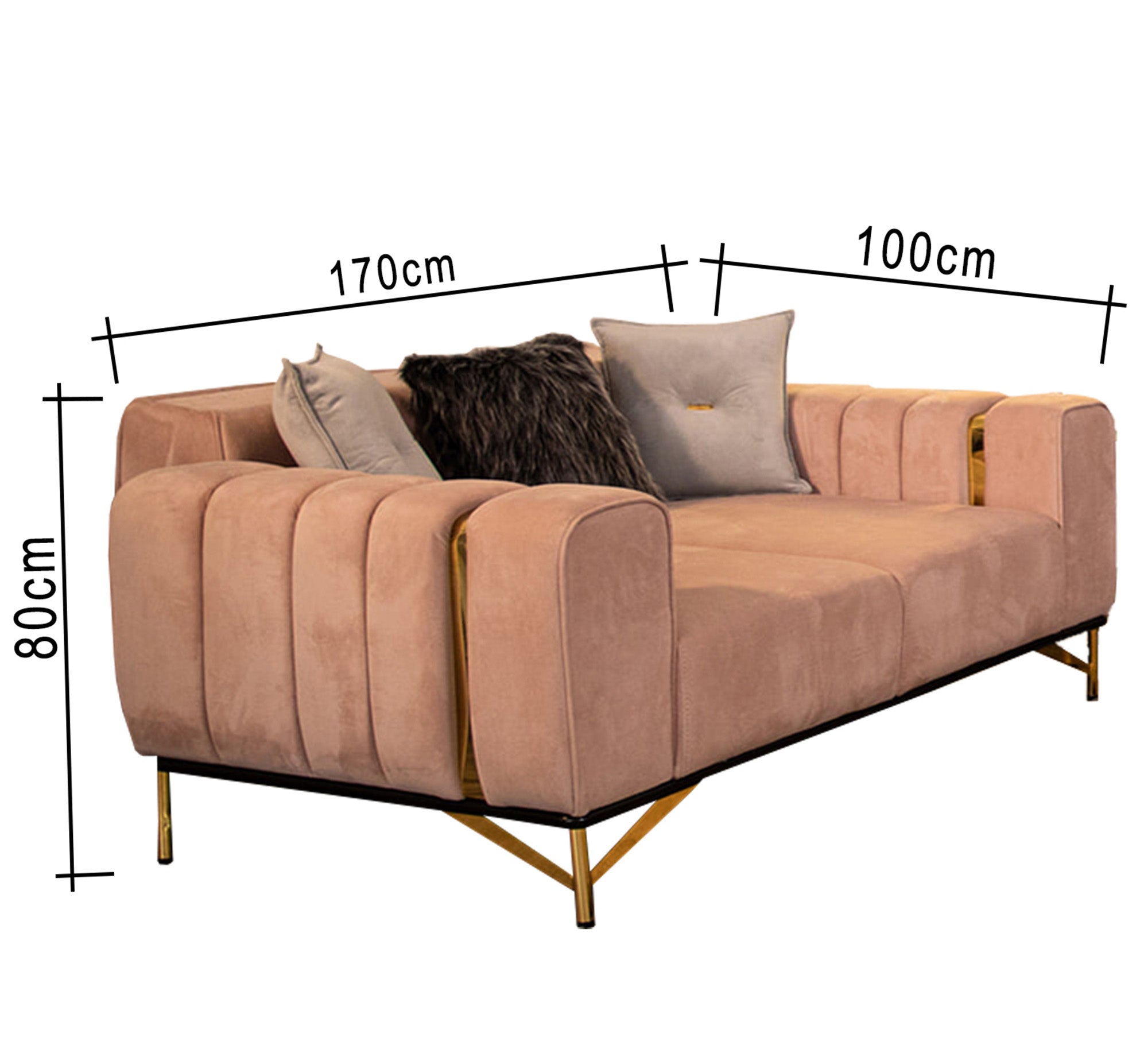 Grey * pink living room with steel legs - Vitrine Furniture - Salon Sets