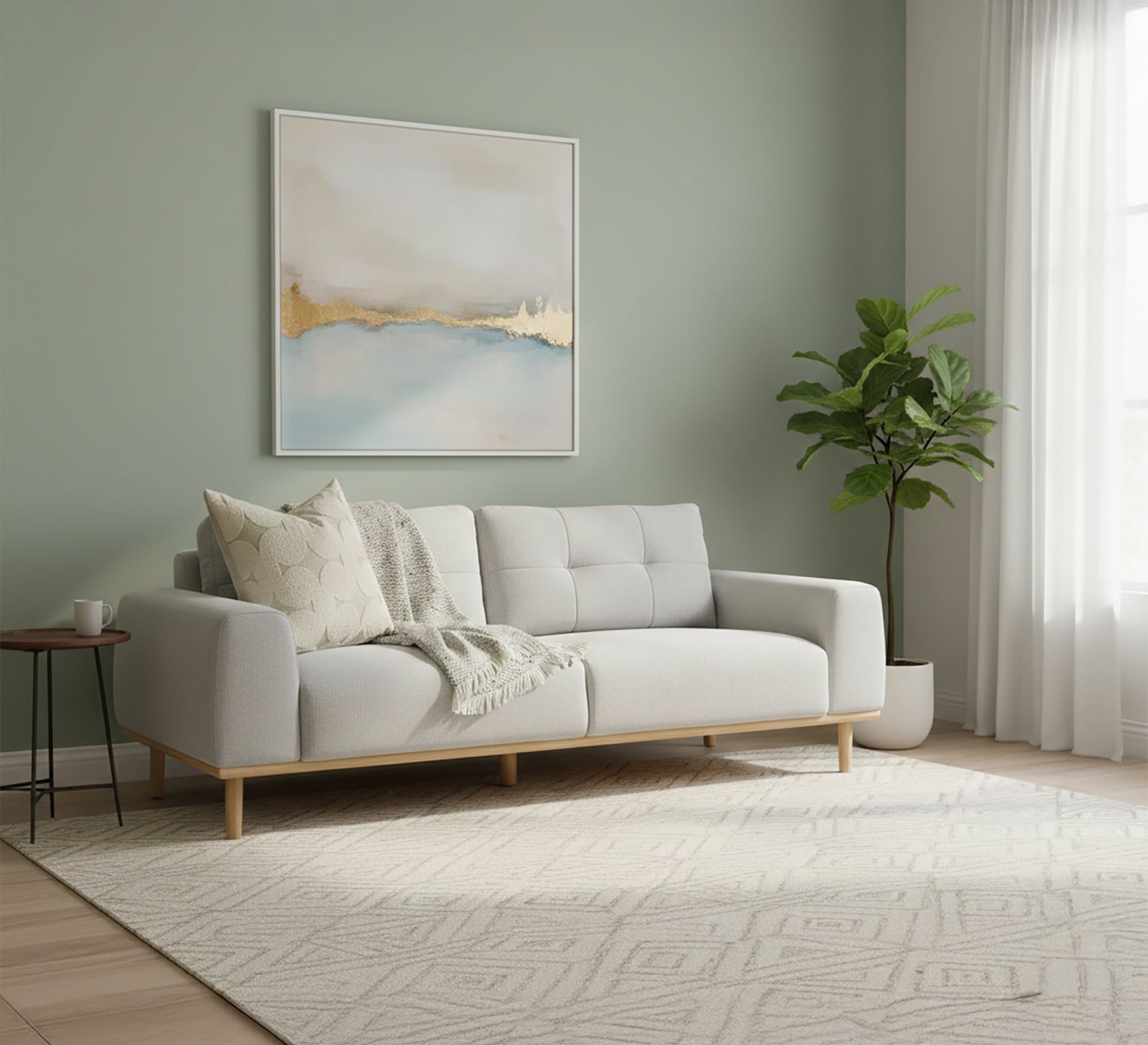 Grey sofa with capotonian grains with backrest - Vitrine Furniture - Living room Sofas