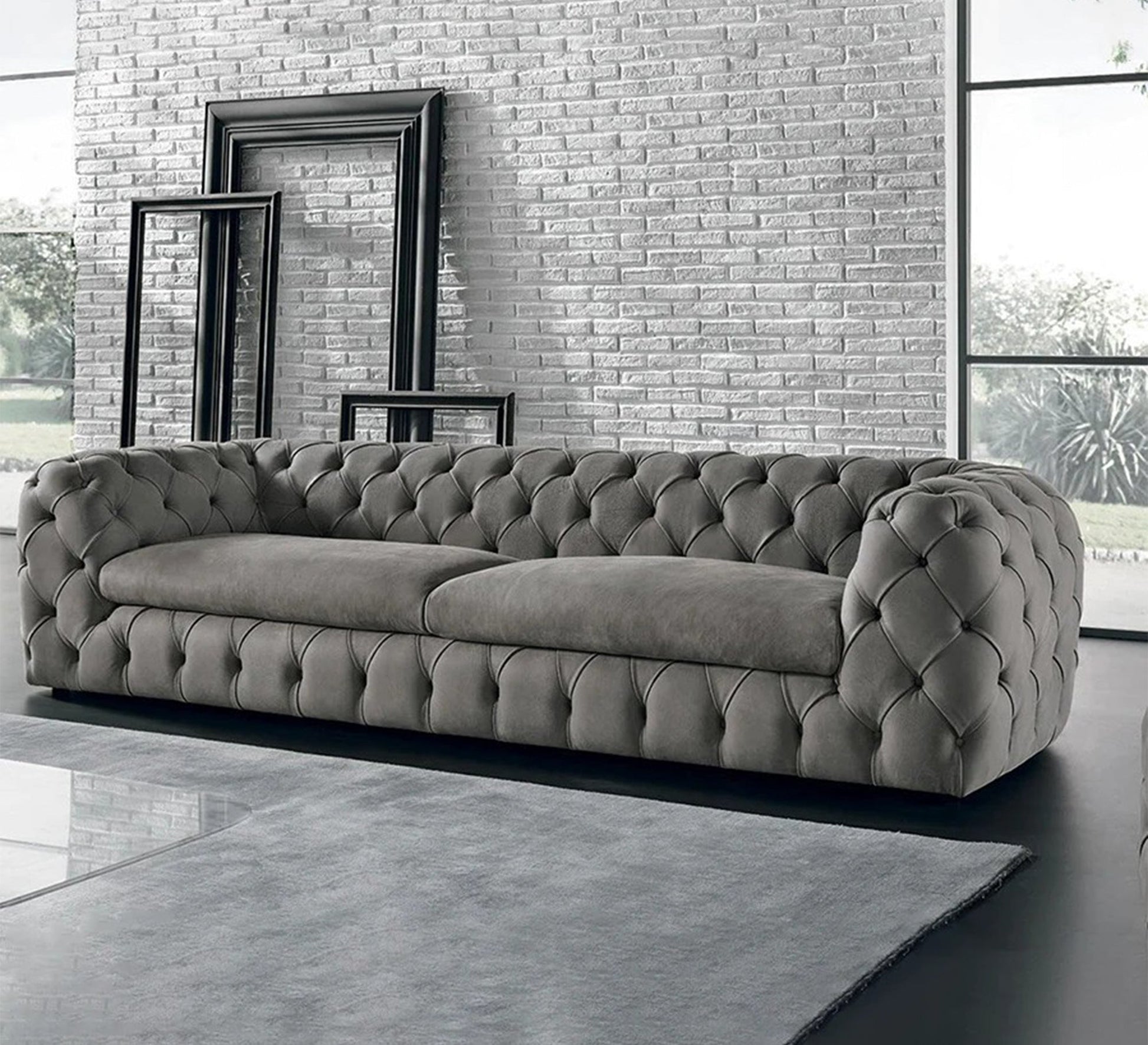 Grey sofa with caputin beads - Vitrine Furniture - Furniture