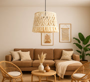 Half - cylinder macrame pendant lamp - Vitrine Furniture - Lighting