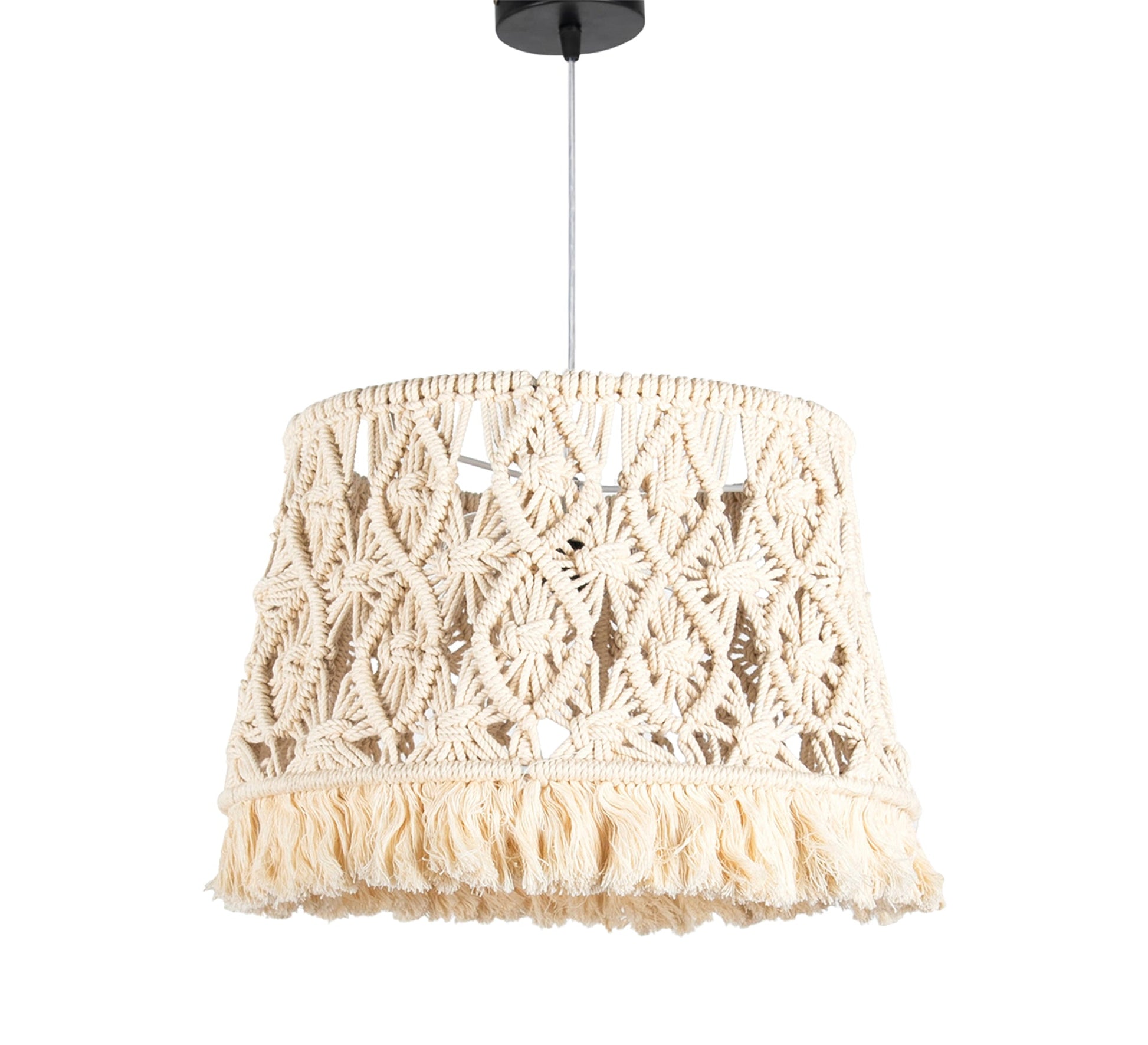 Half - cylinder macrame pendant lamp - Vitrine Furniture - Lighting