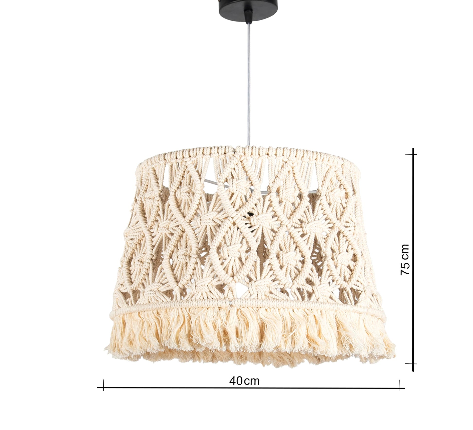 Half - cylinder macrame pendant lamp - Vitrine Furniture - Lighting