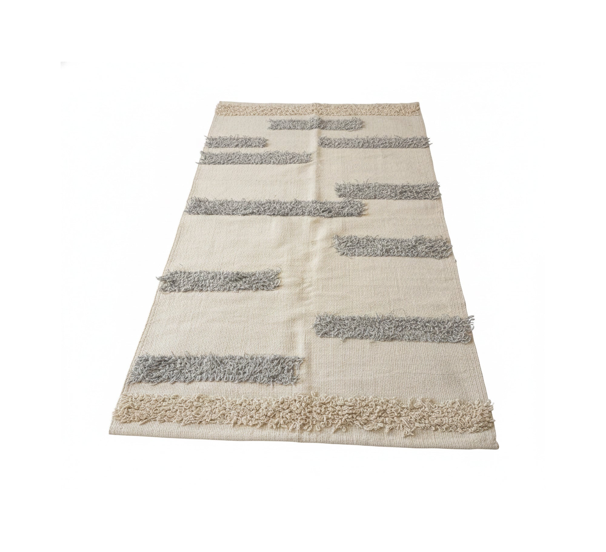 Handmade shag rug with horizontal crosshatch stripes - Vitrine Furniture - Accessories