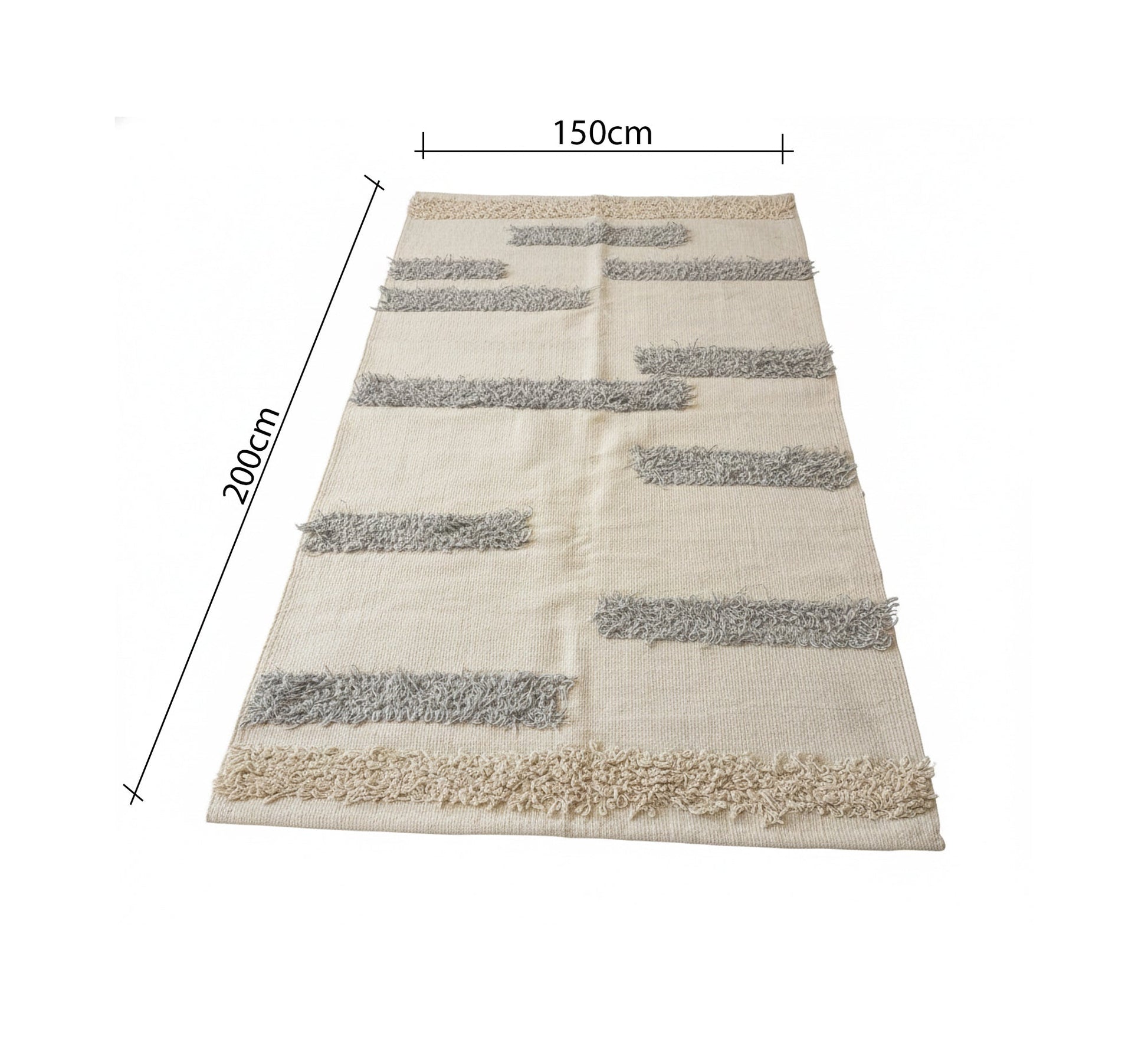 Handmade shag rug with horizontal crosshatch stripes - Vitrine Furniture - Accessories