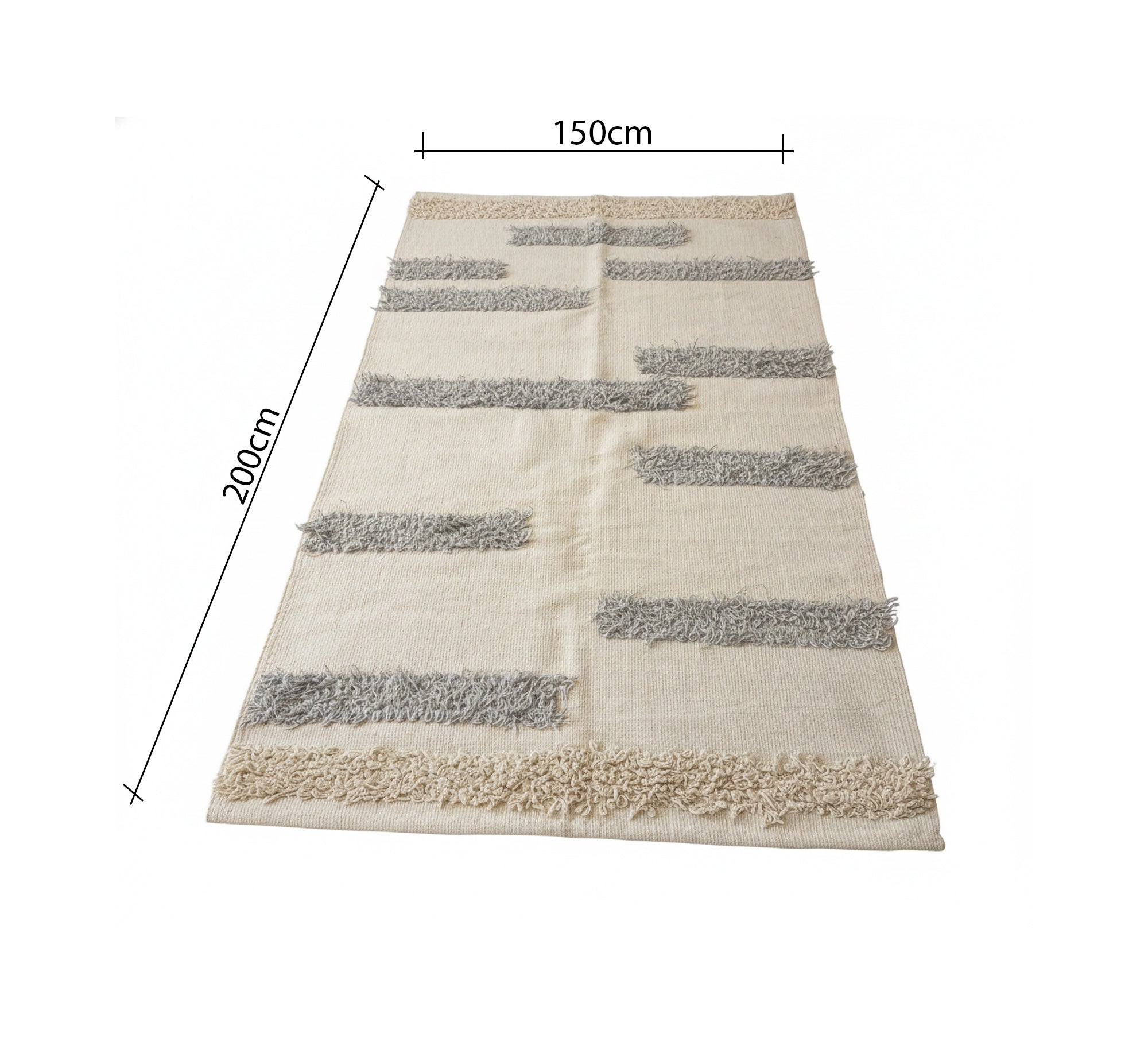 Handmade shag rug with horizontal crosshatch stripes - Vitrine Furniture - Accessories