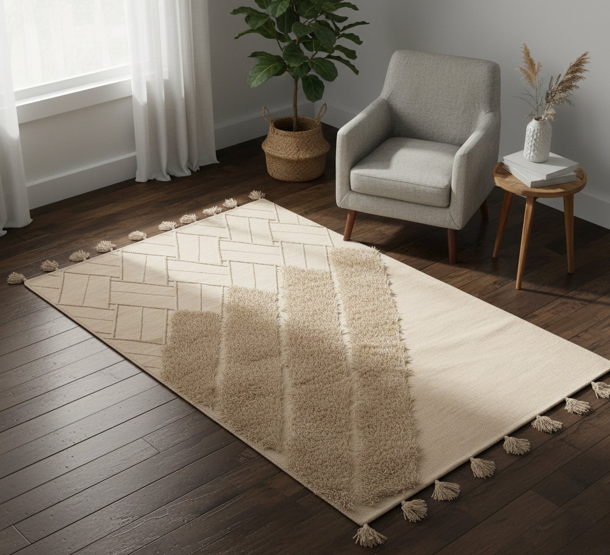 Handwoven rug with a raised zigzag design - Vitrine Furniture - Accessories