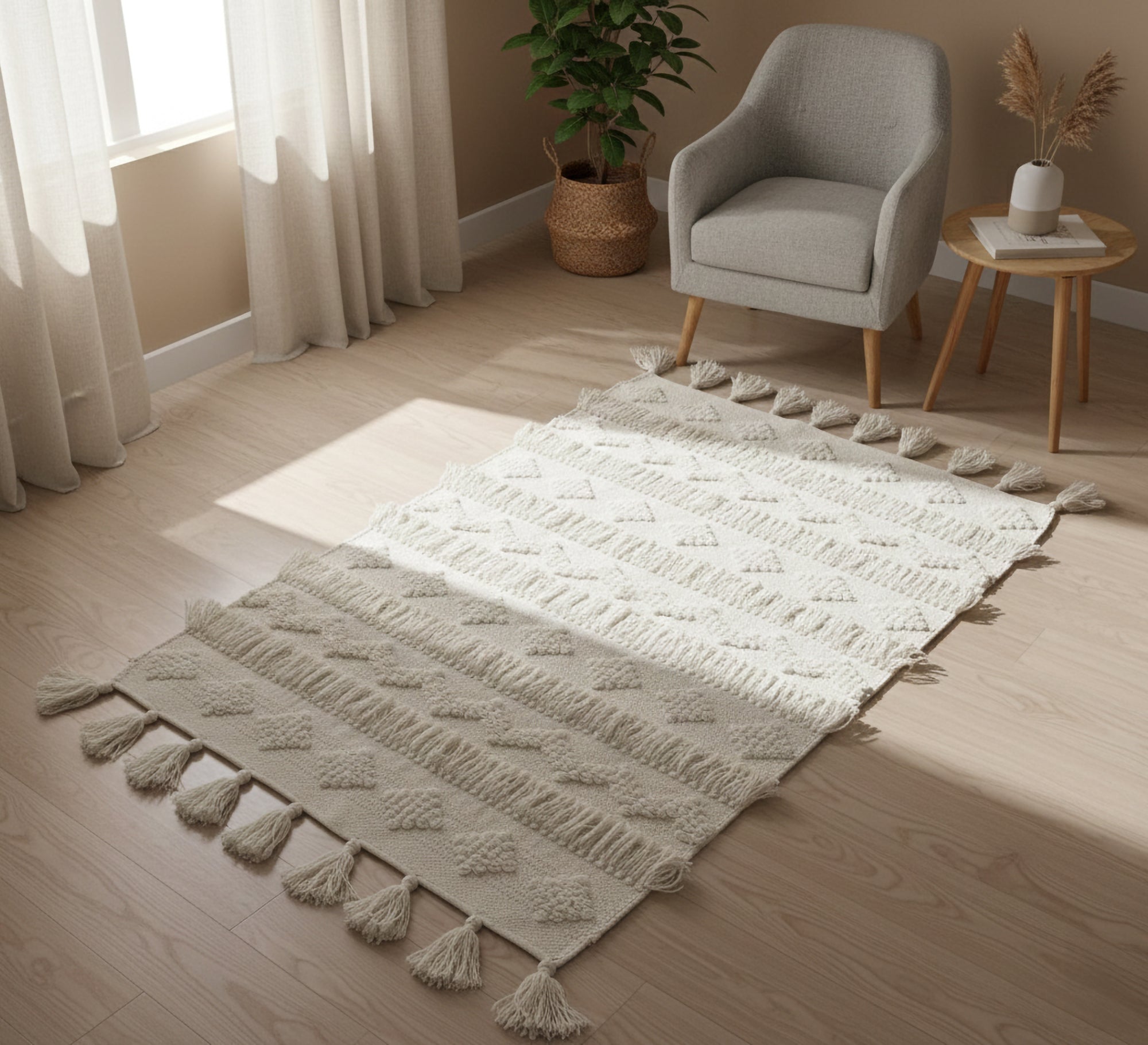 Handwoven rug with dense fringes - Vitrine Furniture - Accessories