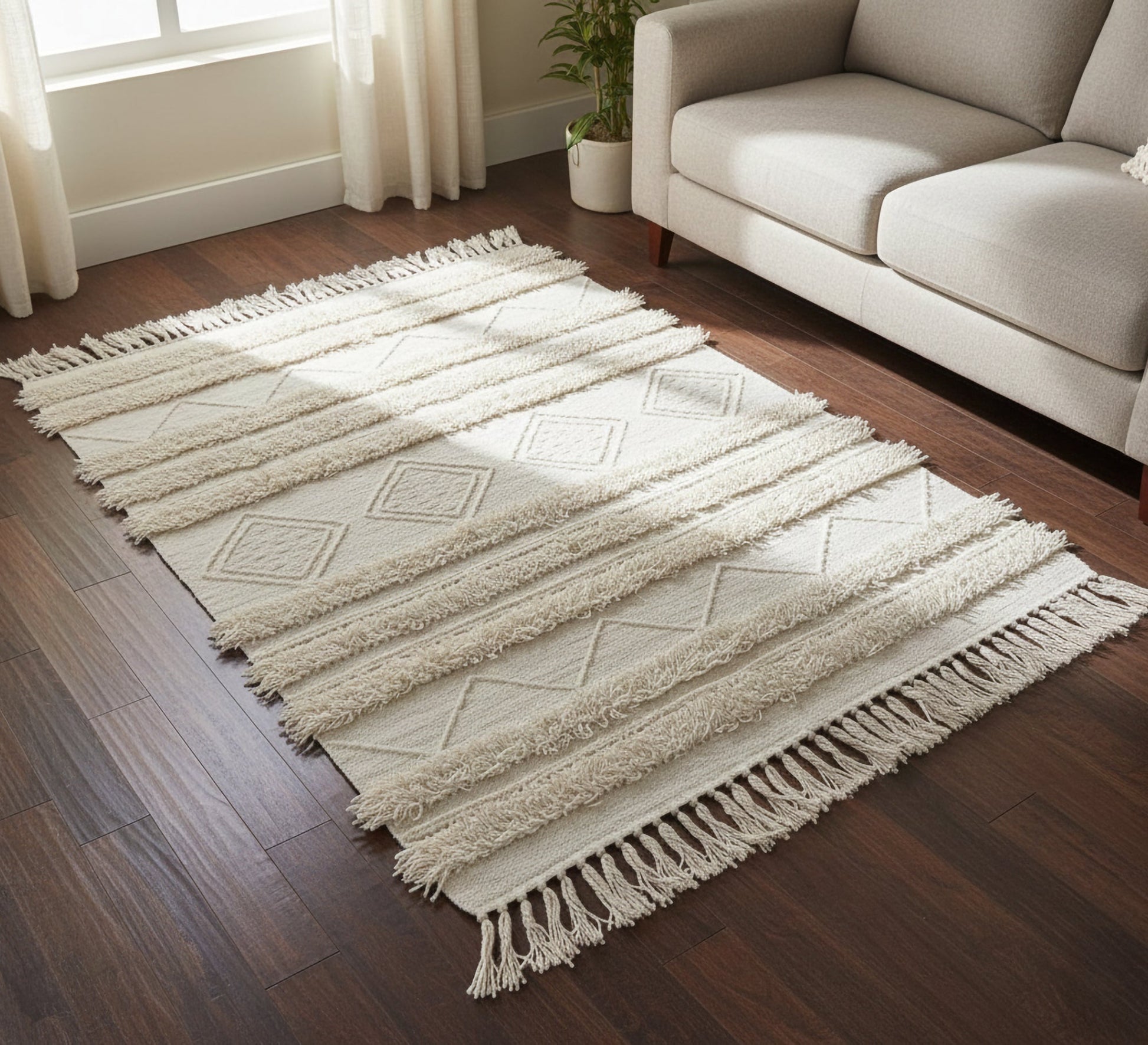 Handwoven rug with parallel stripes - Vitrine Furniture - Accessories