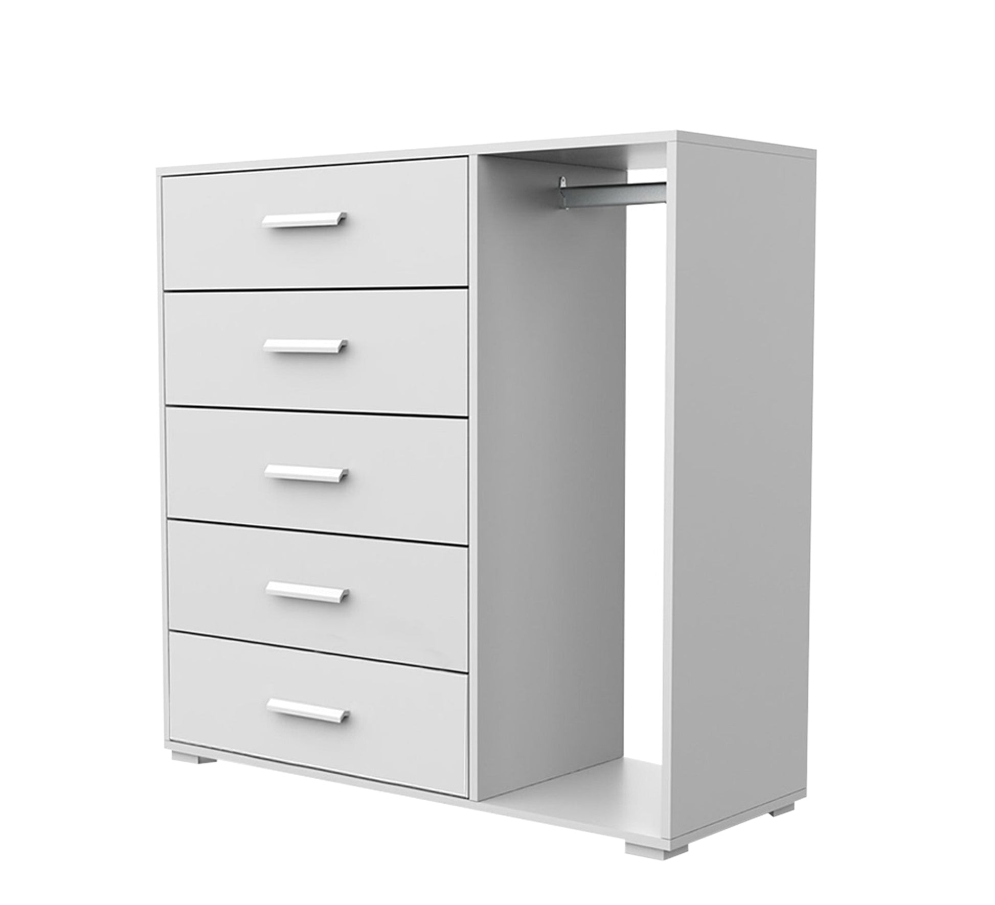 Hanger unit 120 with 5 drawers and an open hanging shelf - Vitrine Furniture - Furniture