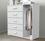 Hanger unit 120 with 5 drawers and an open hanging shelf - Vitrine Furniture - Furniture