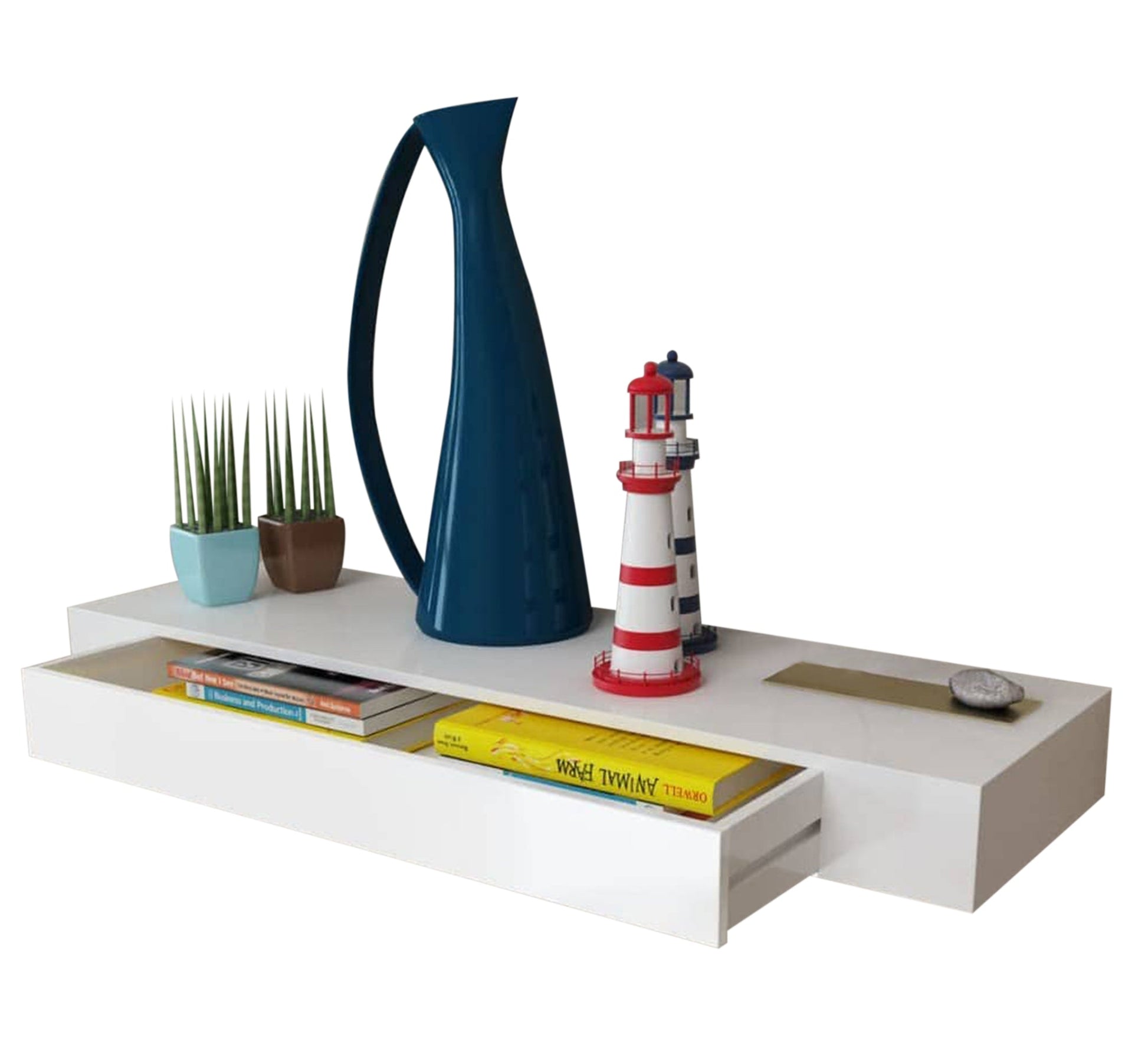 Hanging decorative shelf with drawer - Vitrine Furniture - Décor