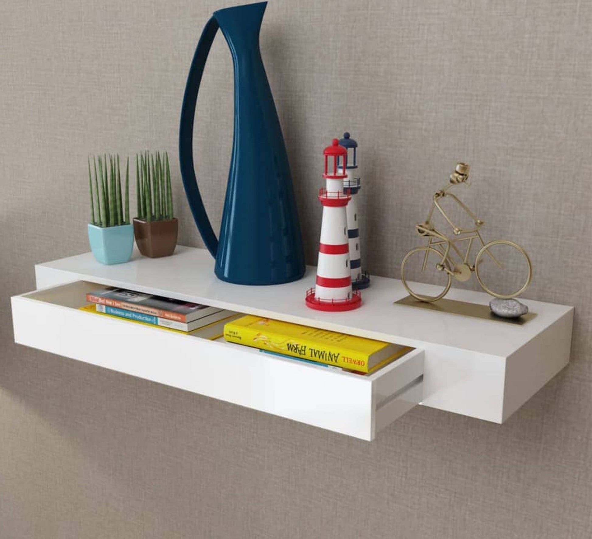 Hanging decorative shelf with drawer - Vitrine Furniture - Décor