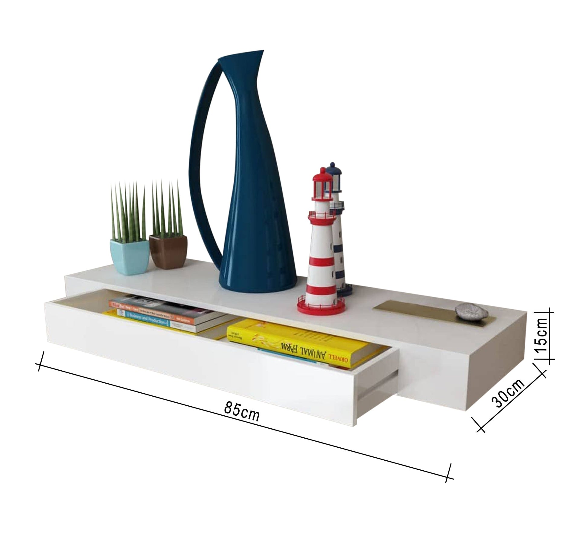 Hanging decorative shelf with drawer - Vitrine Furniture - Décor