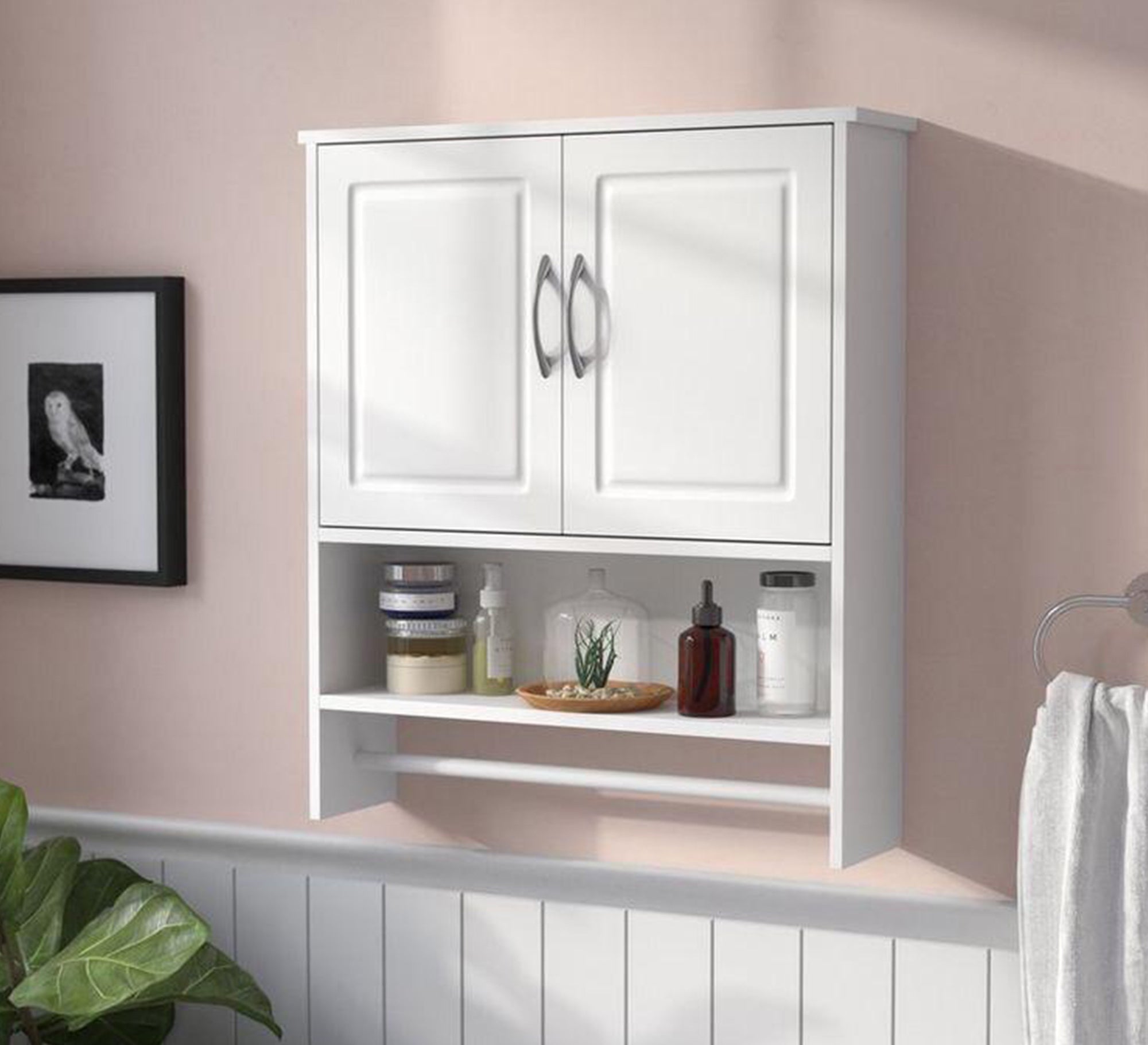 Hanging storage unit with shelf and towel rack - Vitrine Furniture - Furniture