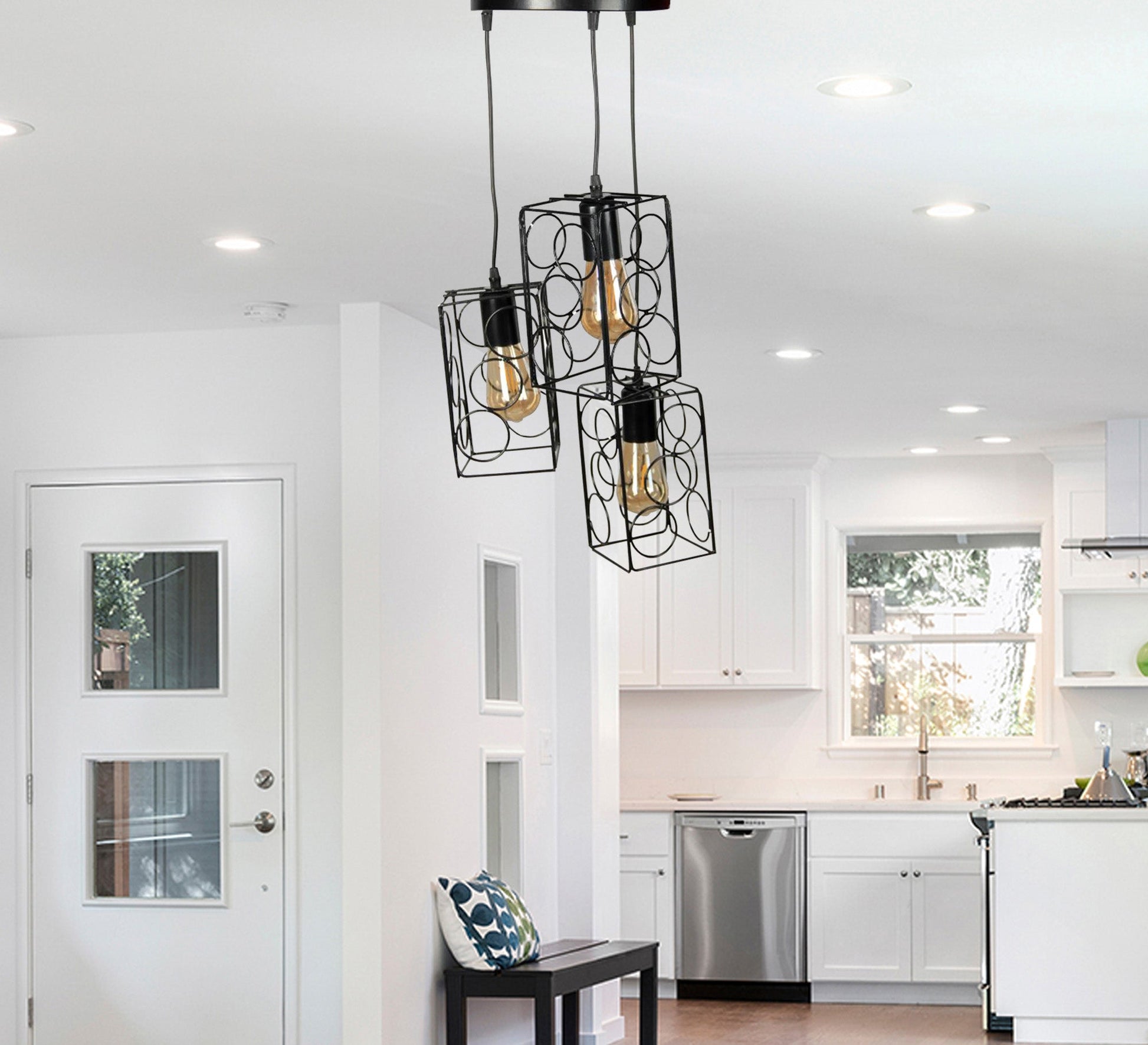 Hanging with 3 hollow box pendants - Vitrine Furniture - Pendant lights